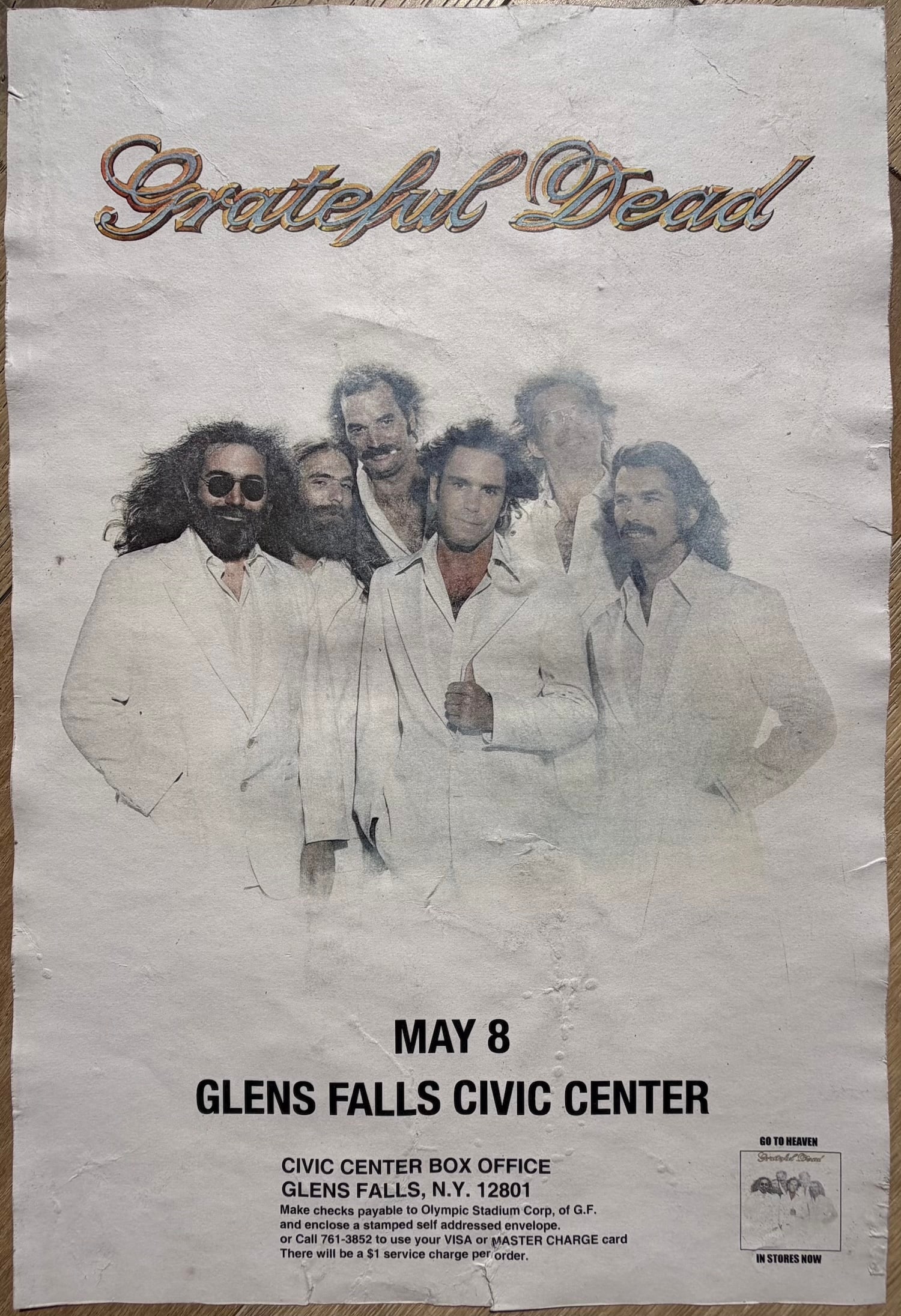 Grateful Dead vintage 1980 concert promotional poster for their single-night (1 of 2)