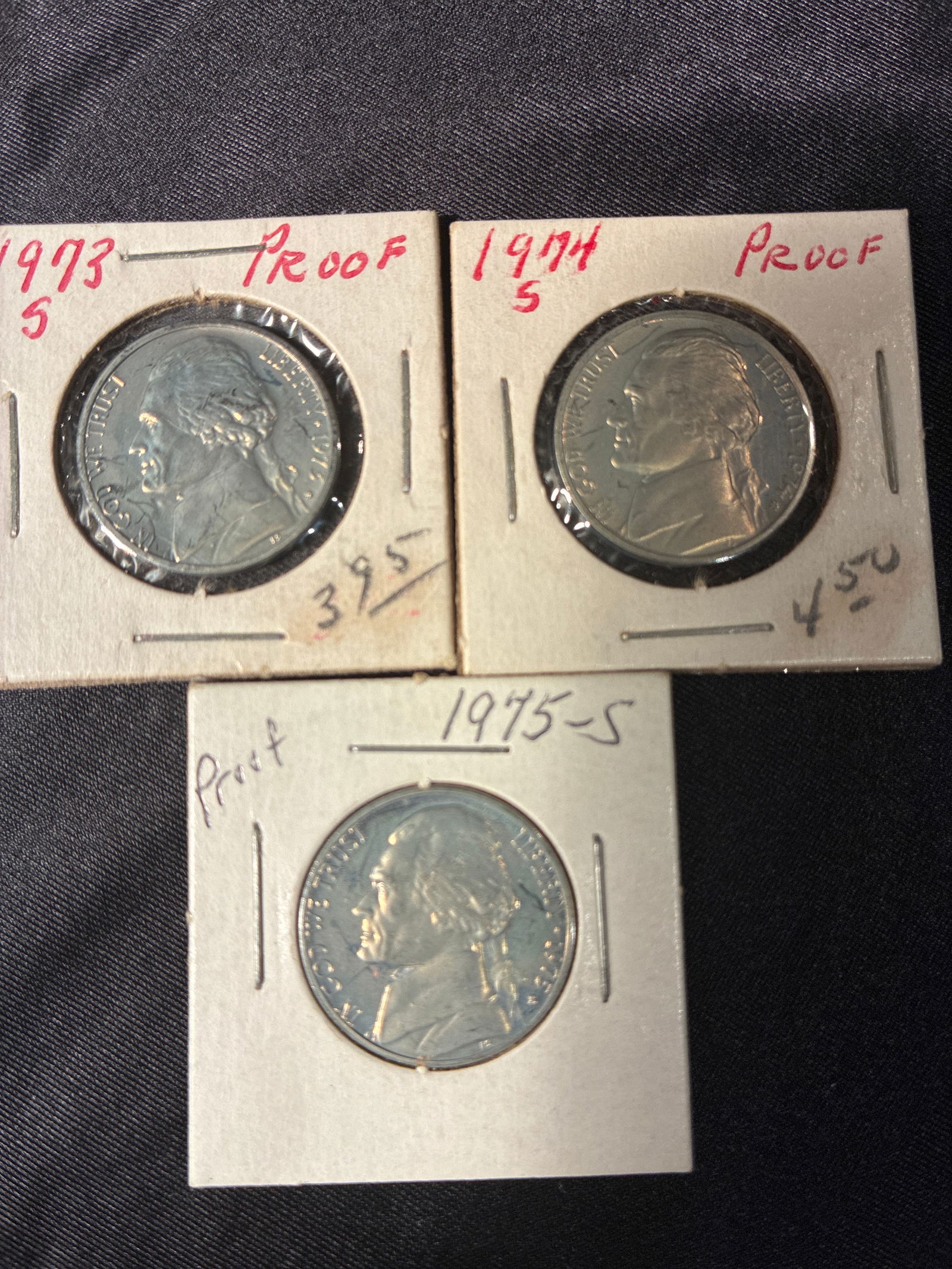 1973-S, 1974-S, 1975-S Proof US Nickel Lot (1 of 3)