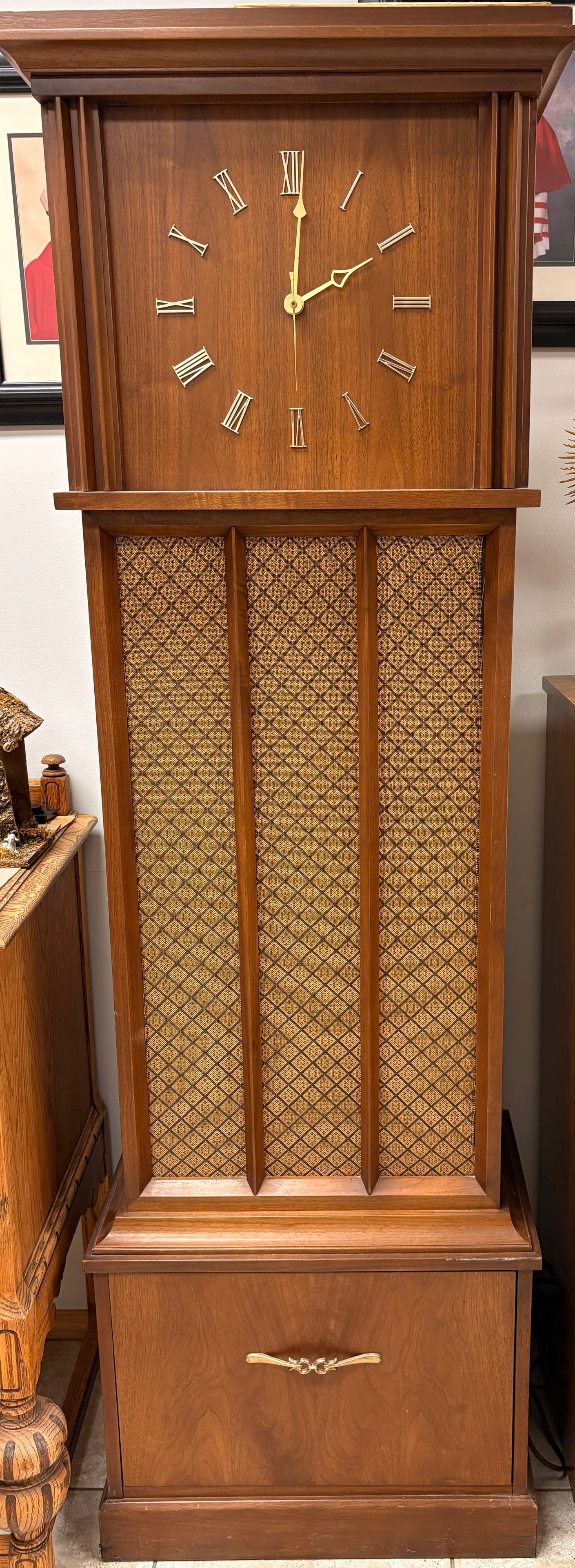 Mid-Century Canadian Floor Console: Clock, Radio & Record Player (1 of 5)
