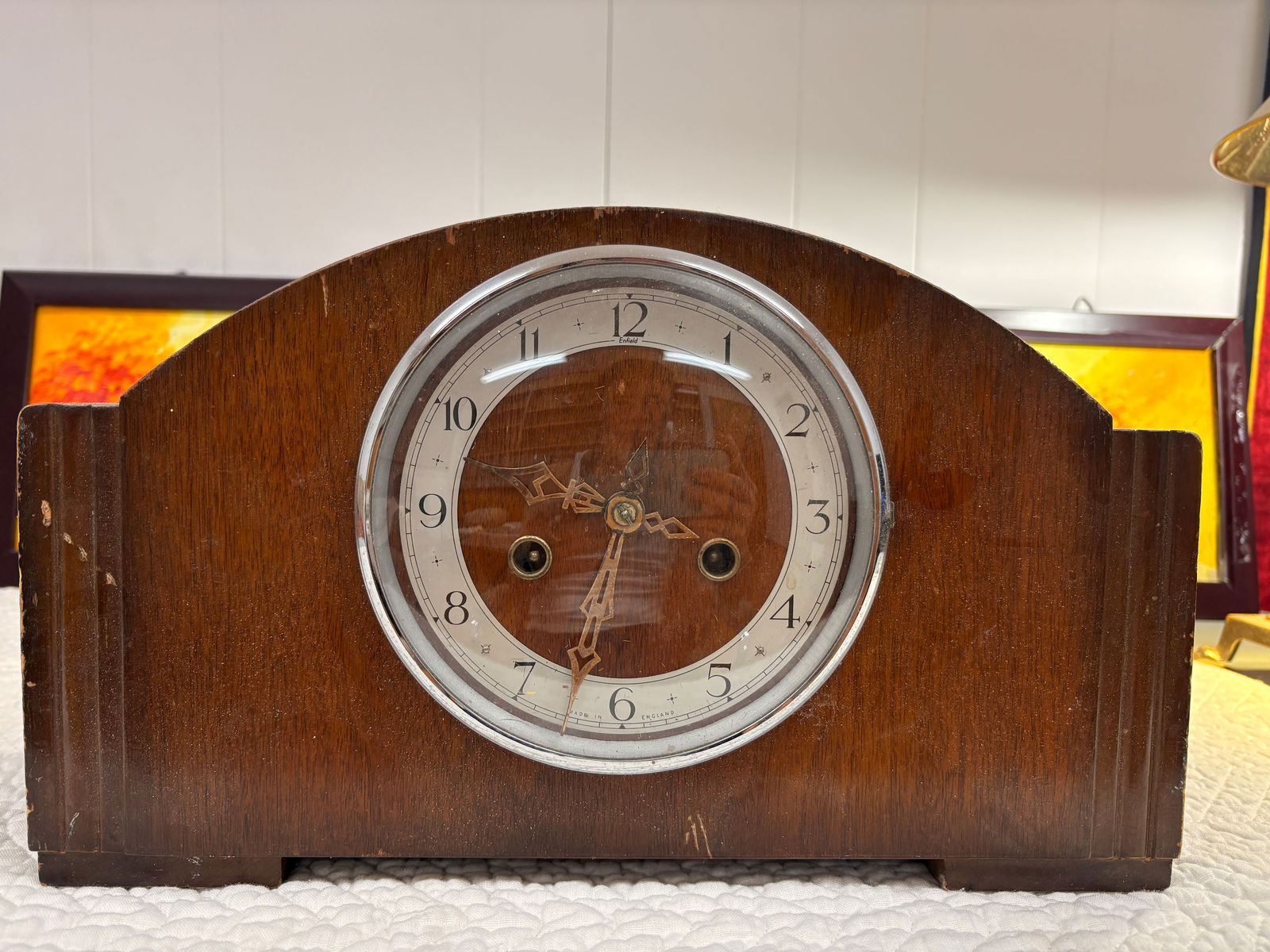 Enfield English Mantel Clock, Coil Gong Chime (1 of 4)
