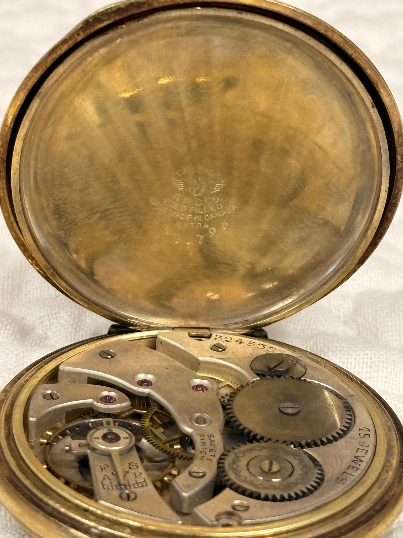 Vintage “STEACY” Pocket Watch, 15 Jewels, Gold-Filled Case - 3