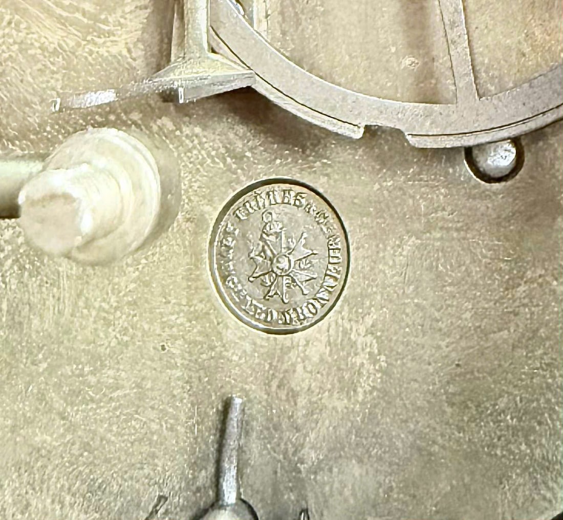 French Figural Mantel Clock, Bronze & Wood Base - 4