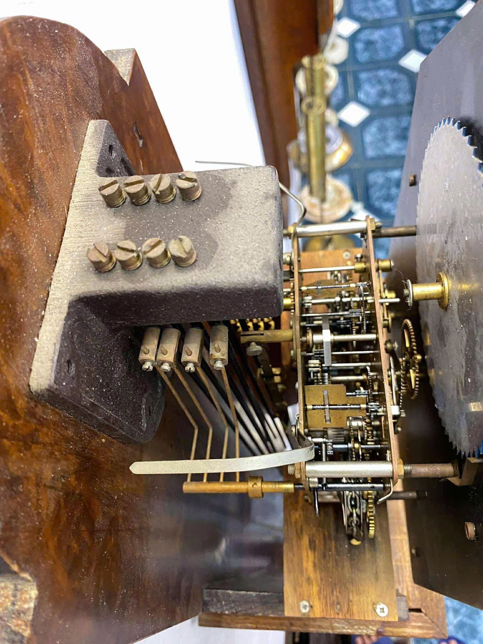 German 3-Weight Wall Clock with Moon Phase & Musical Automata - 4