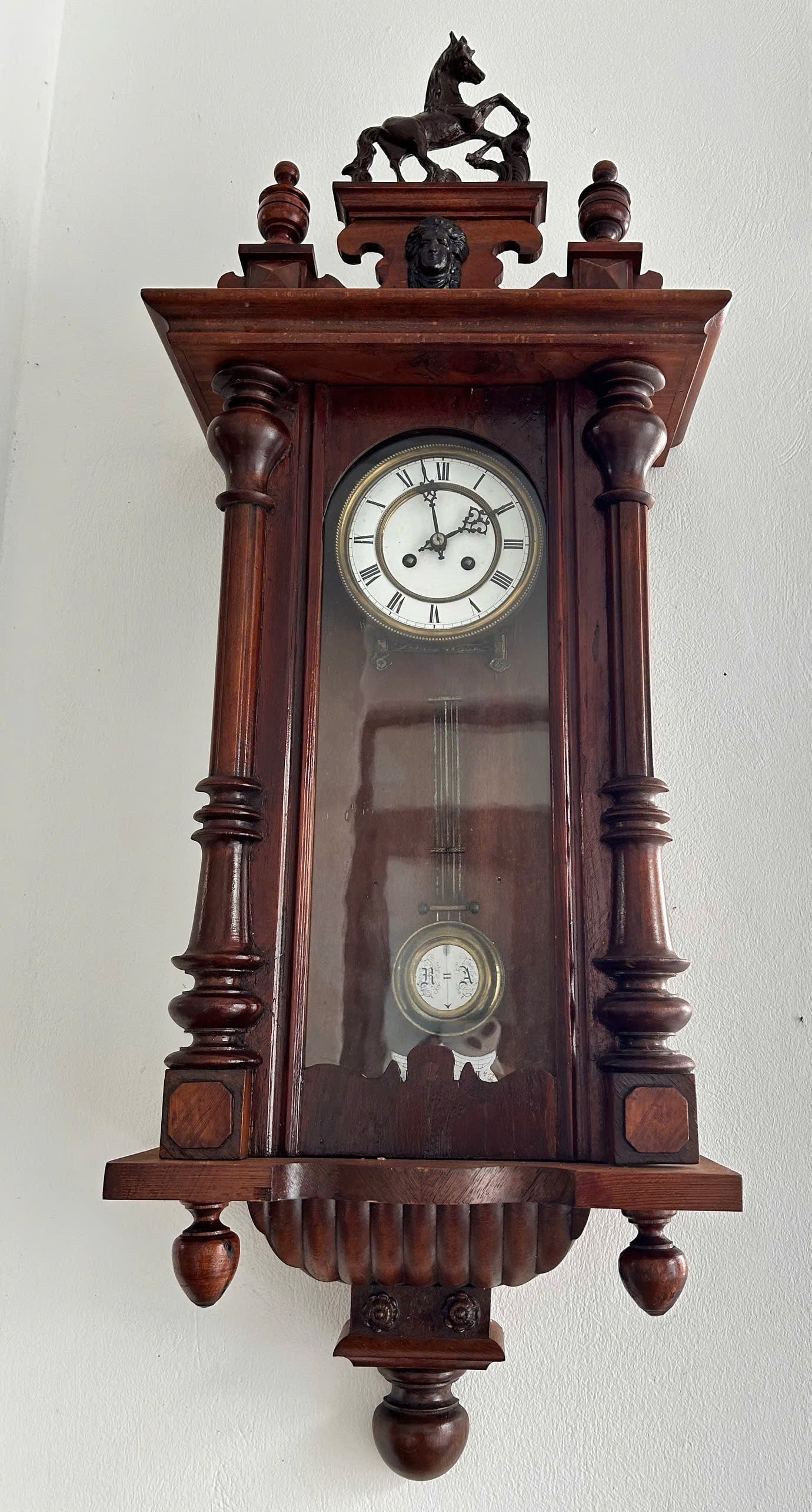 Antique European Wall Clock with Dual Weights & Gong Strike (1 of 4)