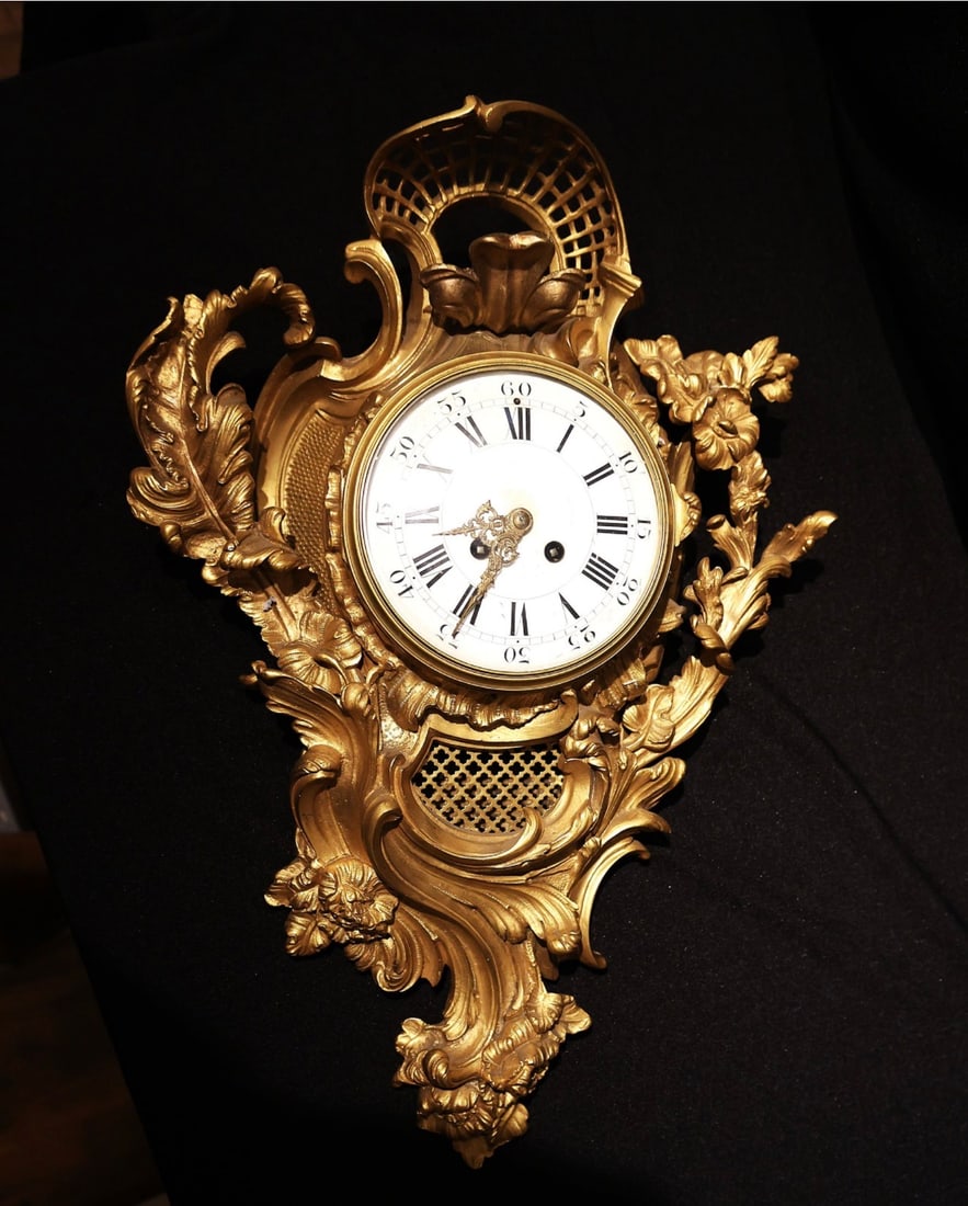 Antique French Louis XV Gilt Bronze Cartel Wall Clock – A.D. Moglin Movement (1 of 9)