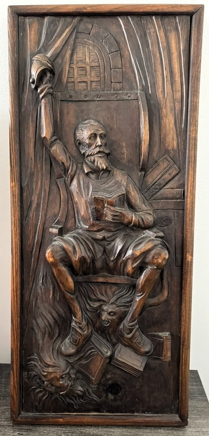 Antique Don Quixote Oak Wood Panel (1 of 2)