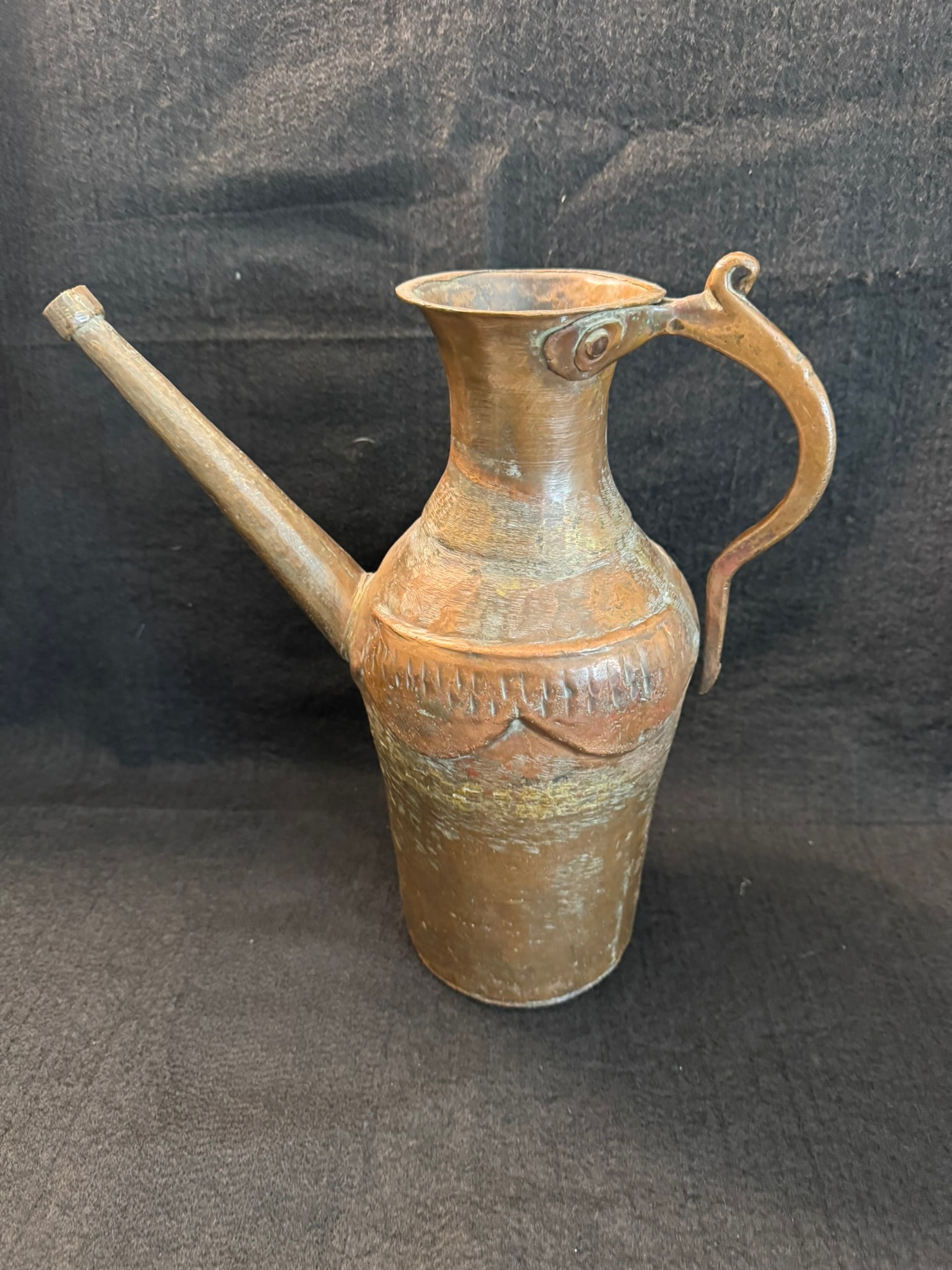 Antique Middle Eastern Copper Ewer – Hand-Forged with Long Spout – 19th Century (1 of 3)