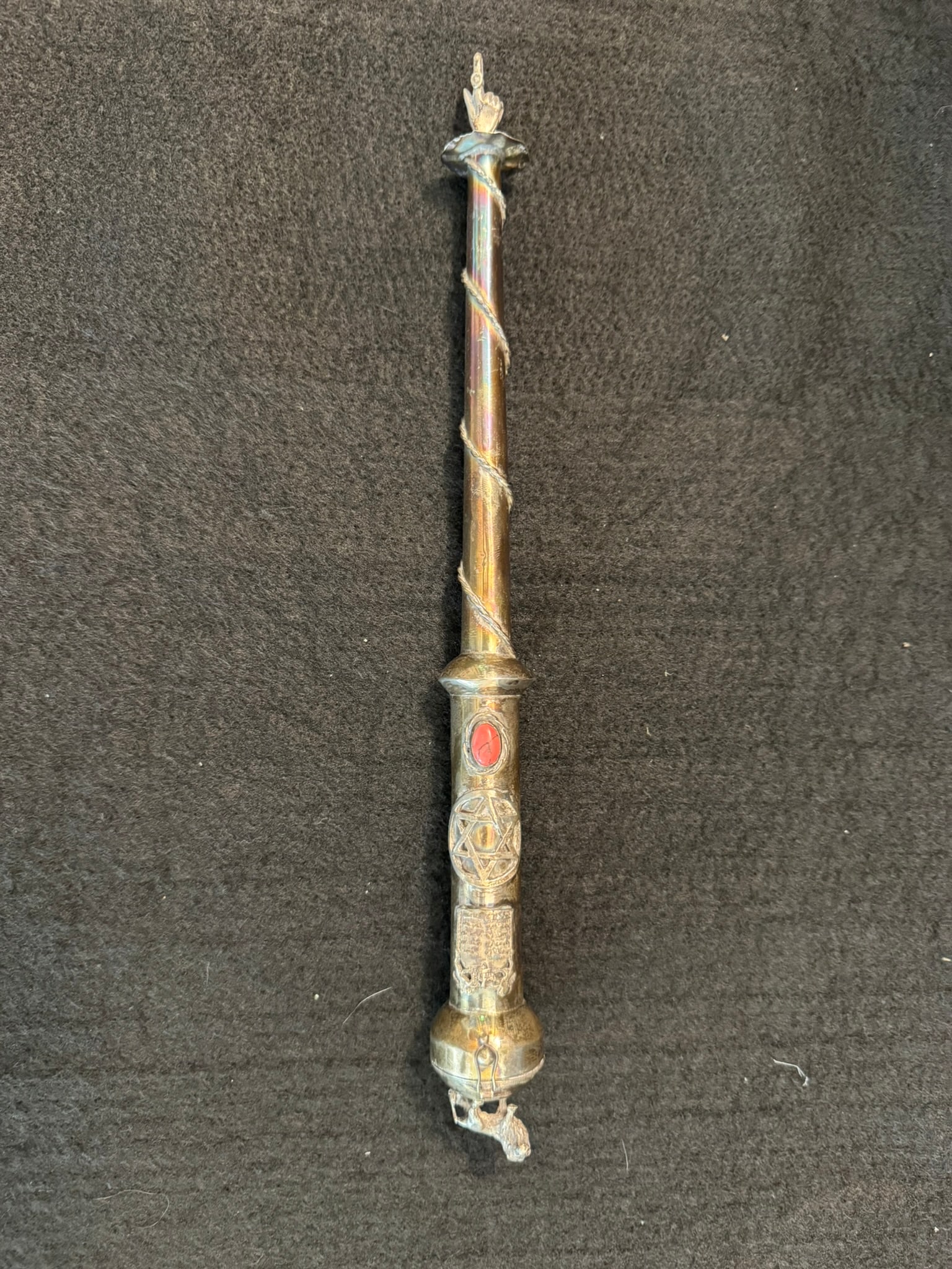 Antique Judaica Torah Pointer (Yad) – Silver, Star of David, Hebrew Script (1 of 5)