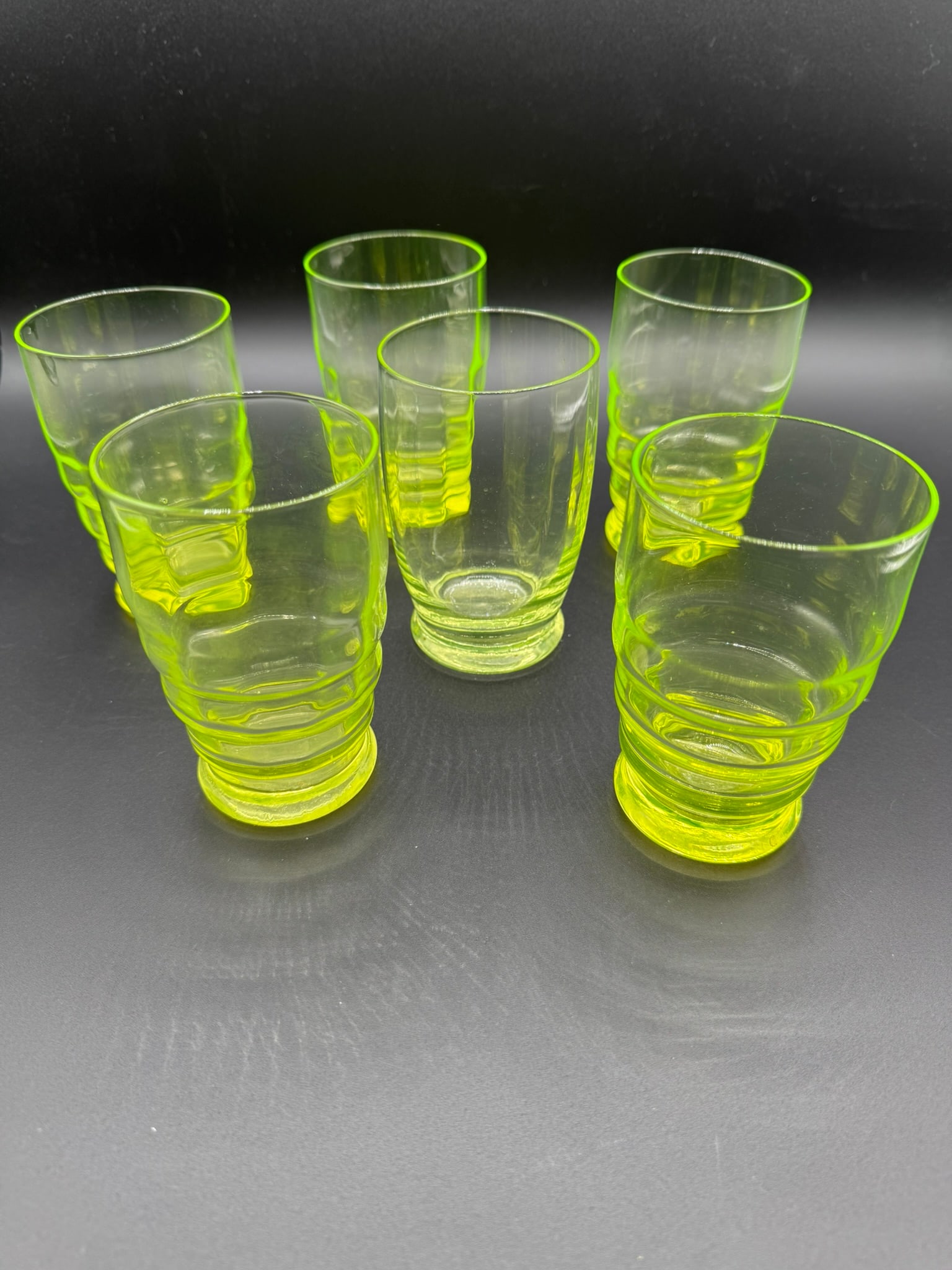 Vintage Uranium Glass Tumblers (Set of 6) (1 of 3)
