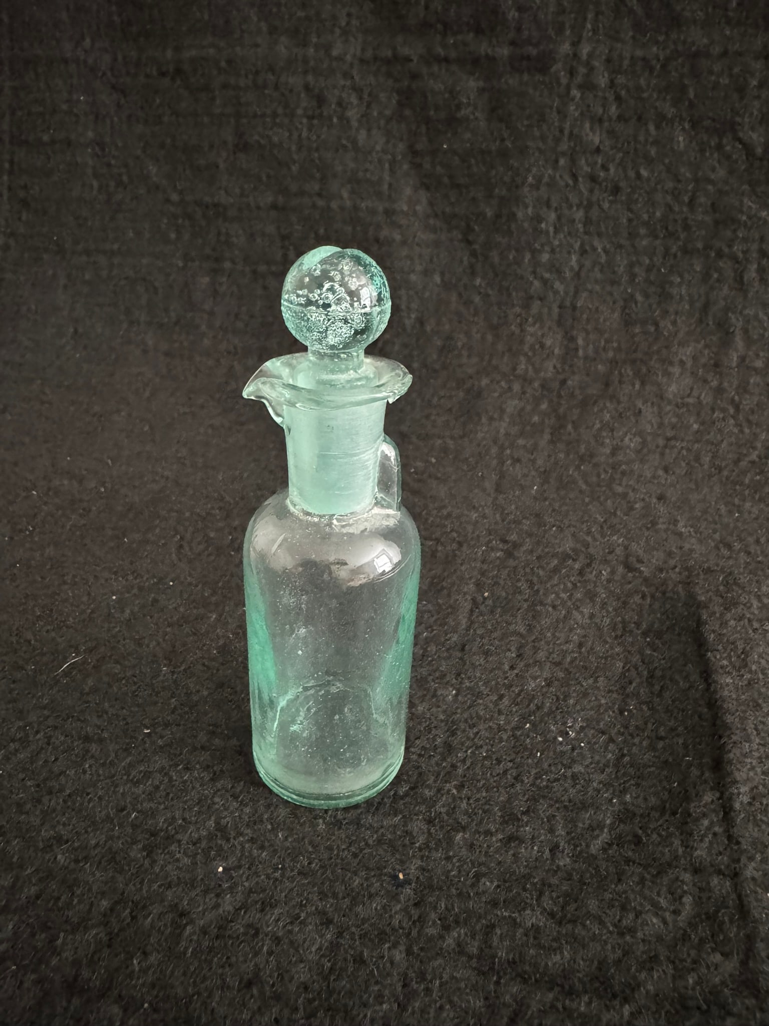 Antique 4" Green-Tinted Apothecary Bottle with Round Ground Stopper (1 of 2)