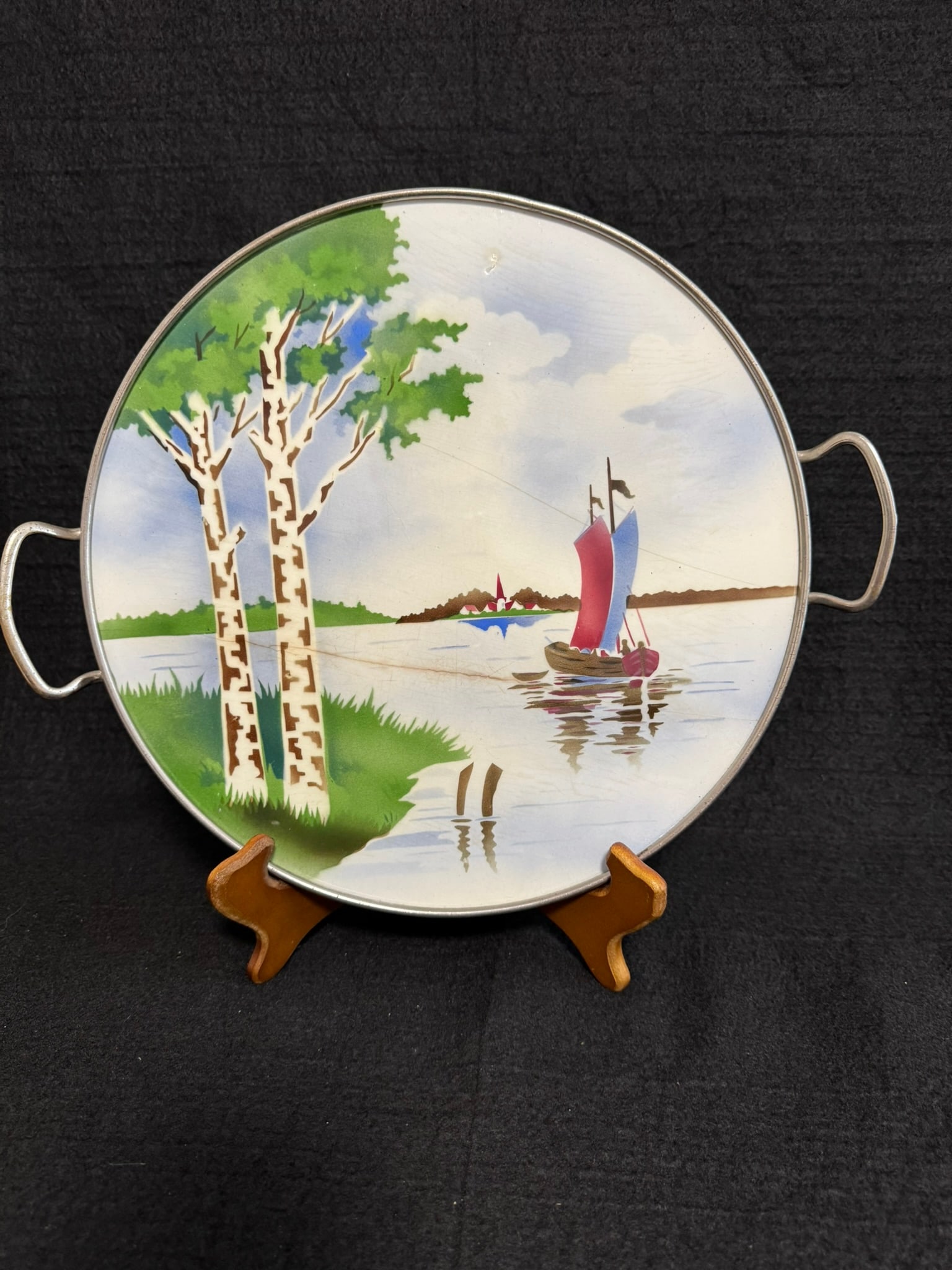 Vintage TREN Marked European Art Deco Ceramic Trivet (1 of 3)