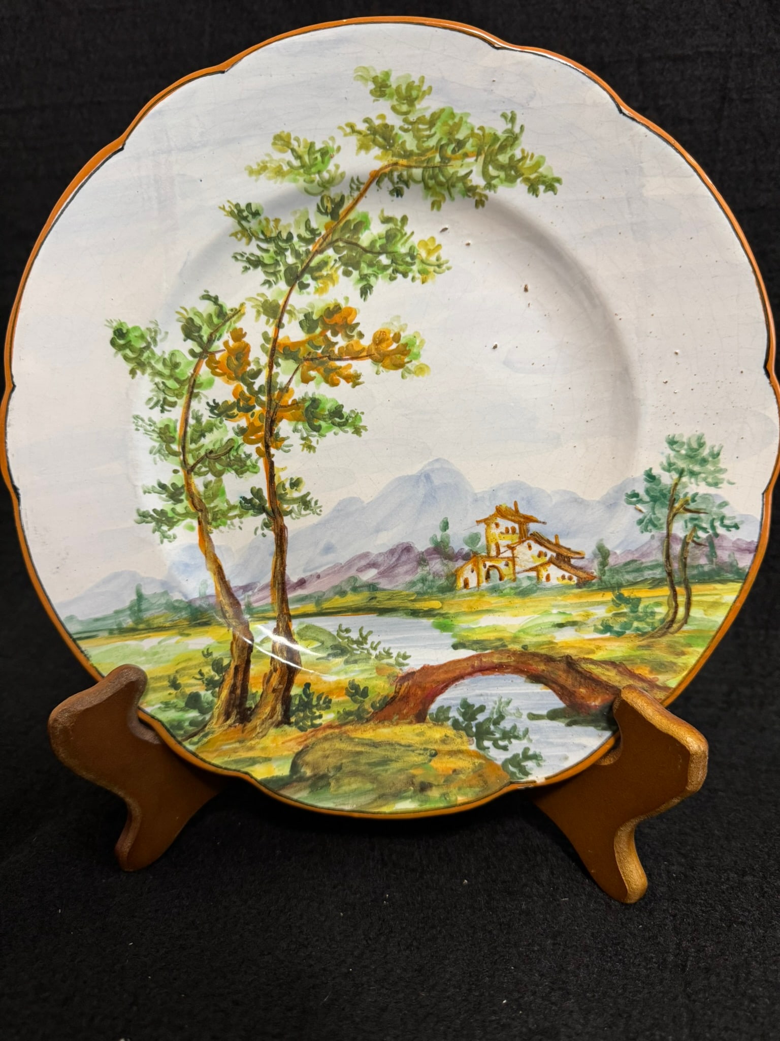 Antique German Majolica Plate – Alliance Militaire Theme – Possible Mettlach Origin (1 of 3)