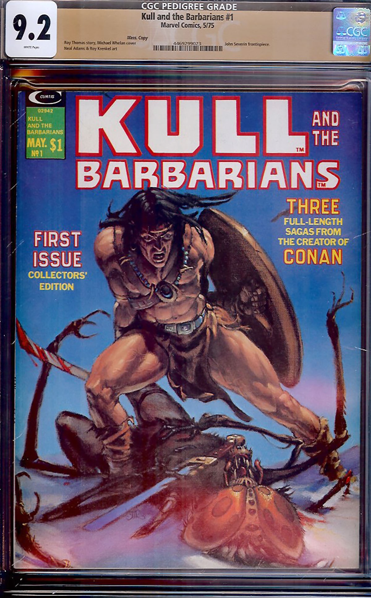 Kull and the Barbarians #1 (Marvel Comics, 1975) CGC graded 9.2 Near Mint- with White Pages . (1 of 1)