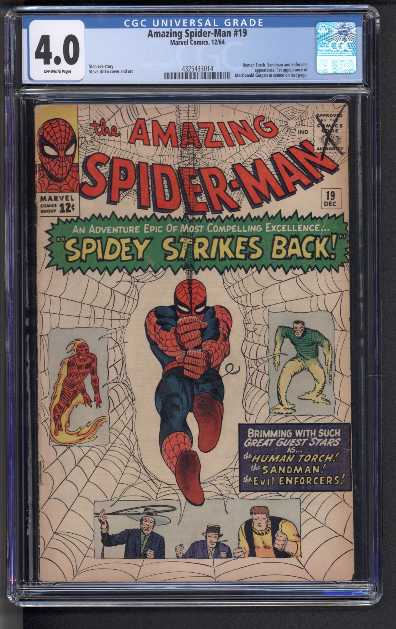Amazing Spider-Man #19 (Marvel, December 1964) CGC 4.0 with off-white pages. Story by Stan Lee (1 of 1)