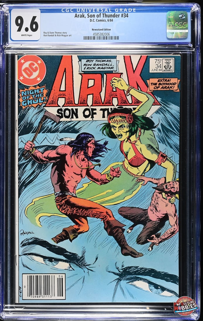 Arak, Son of Thunder #34 (DC Comics, June 1984) CGC 9.6 — Newsstand Edition, Roy Thomas Story,: Arak, Son of Thunder #34 (DC Comics, June 1984) CGC 9.6 — Newsstand Edition, Roy Thomas Story, High Grade This issue of Arak, Son of Thunder (#34) delivers classic Bronze Age adventure and mythic fa