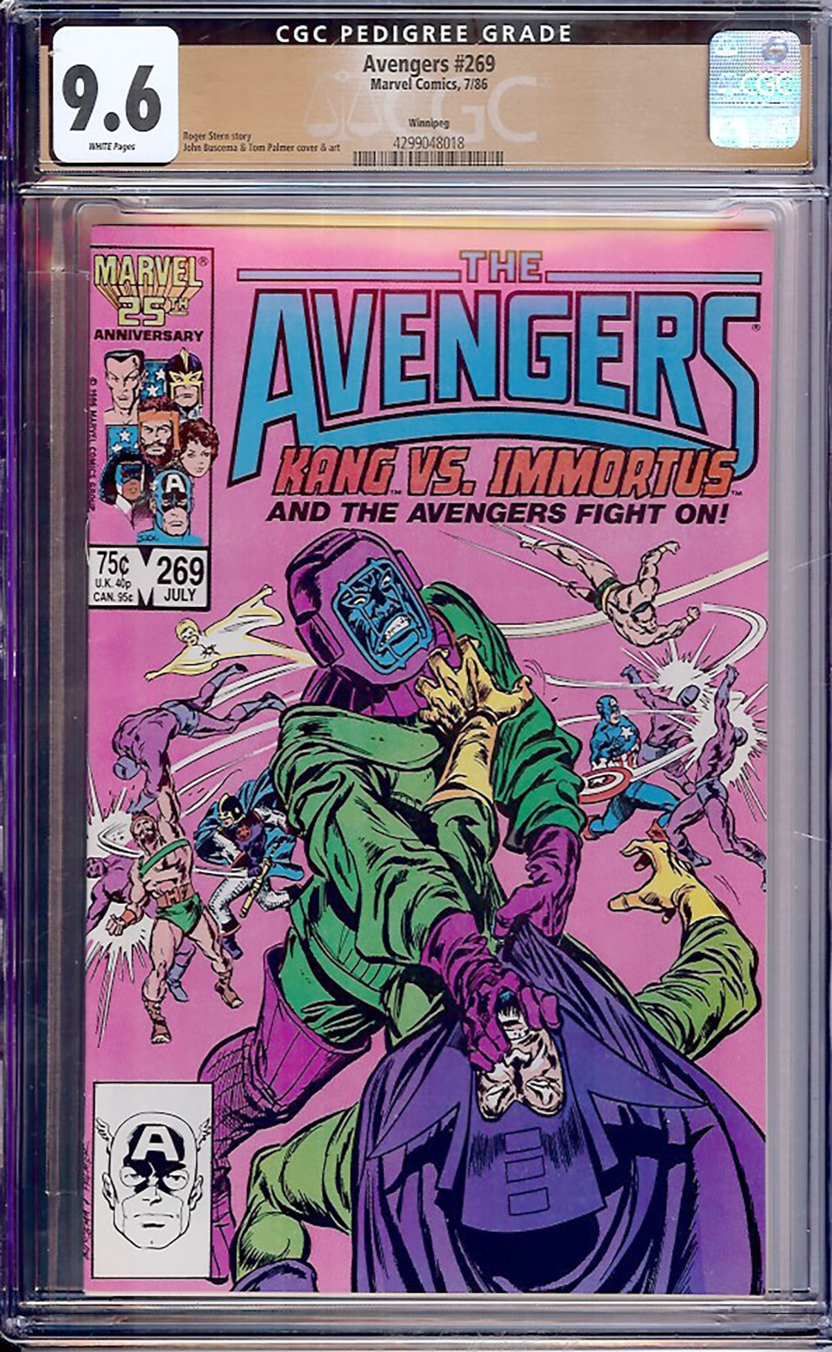 Avengers #269 (Marvel, July 1986) CGC 9.4 (White Pages) One of the most important Kang the (1 of 1)