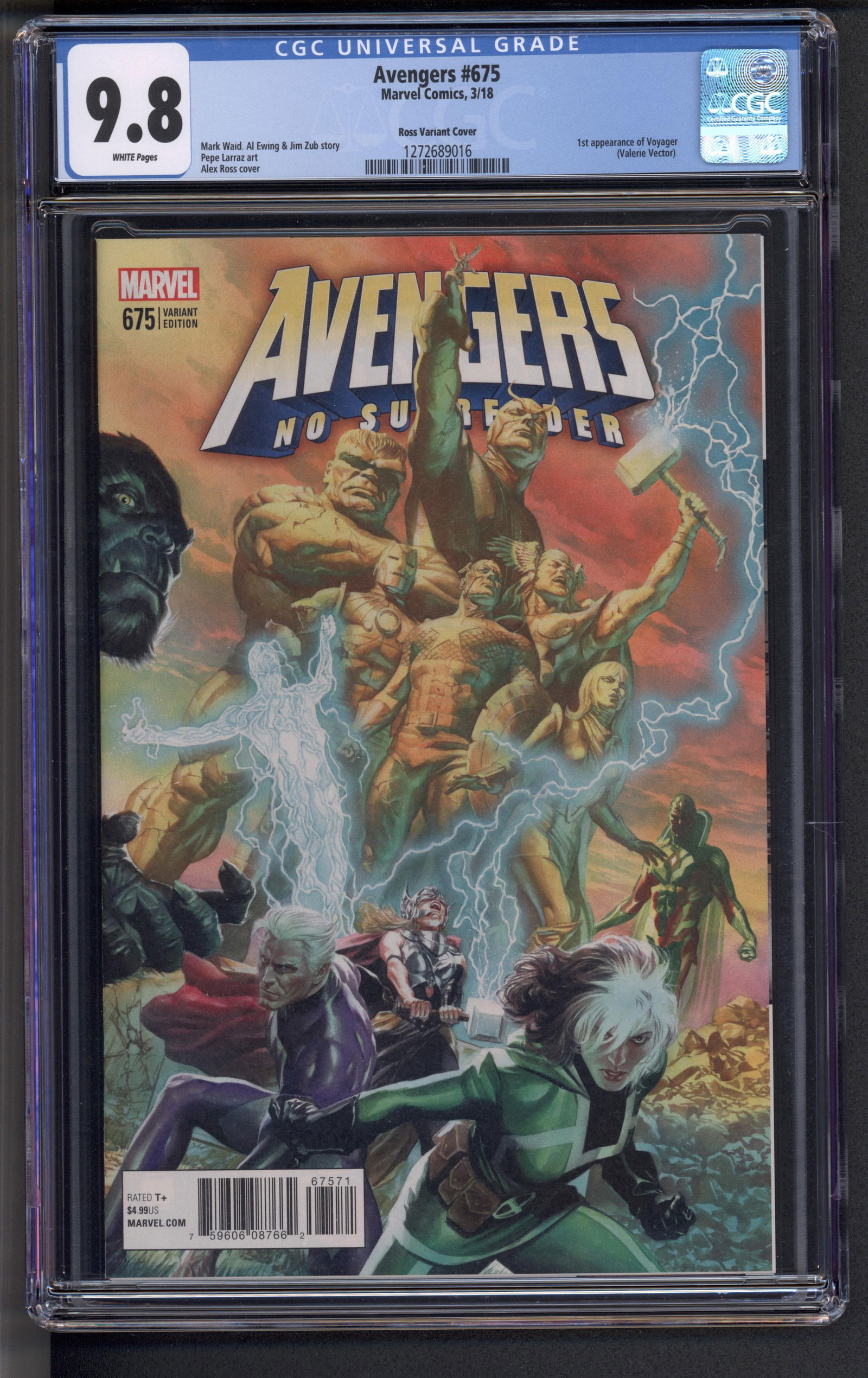 Avengers #675 MARCH 2018 CGC 9.8 NM/MINT (ROSS VARIANT COVER - FIRST VOYAGER) . Rare collectible (1 of 1)