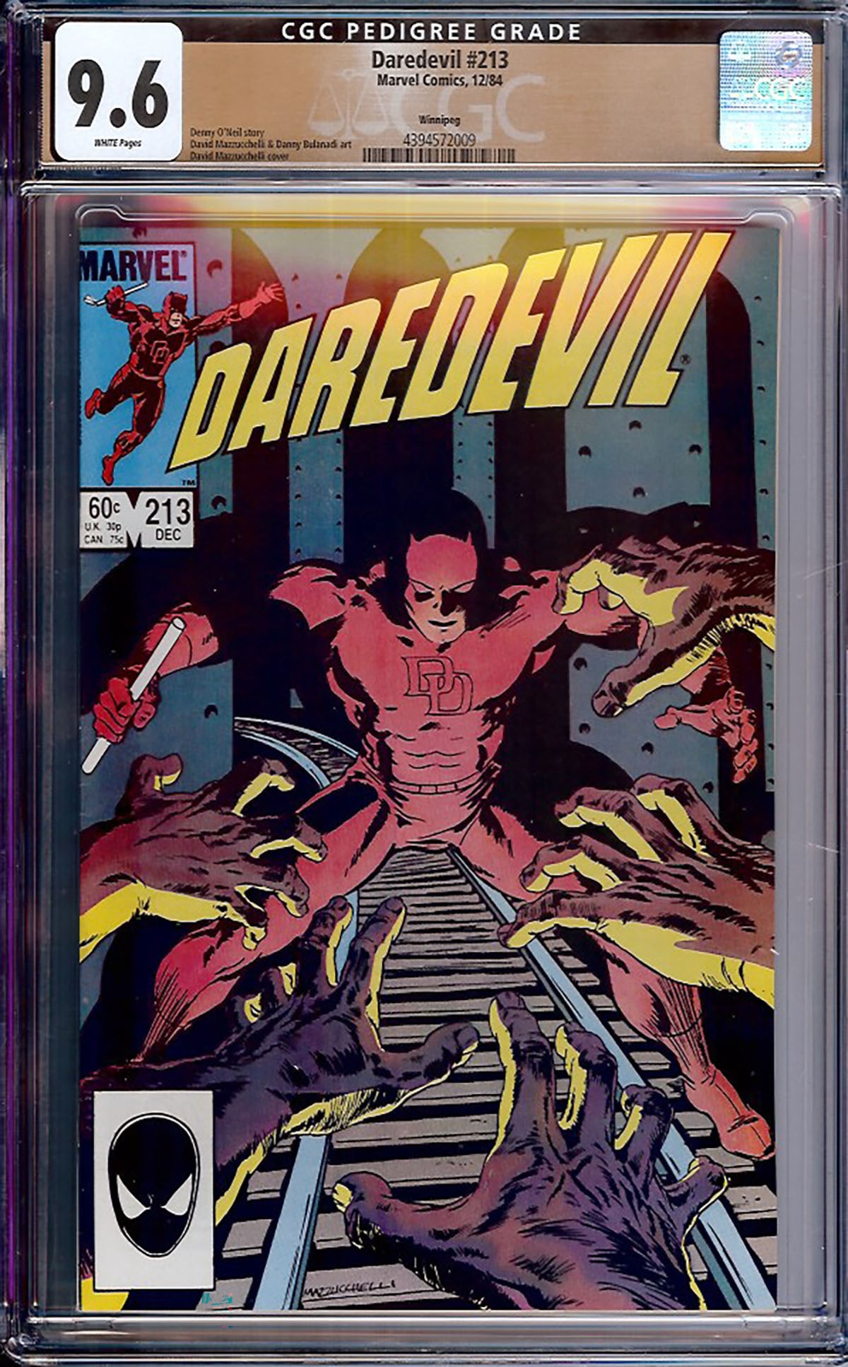Daredevil #213 CGC 9.6 w Winnipeg Rare collectible with strong visual appeal and excellent display (1 of 1)