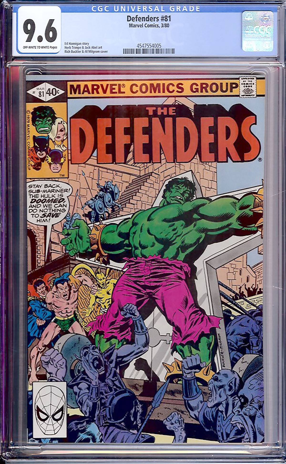 b>Defenders #81 (Marvel Comics, March 1980) CGC 9.6 with off-white to white pages. Story by Ed (1 of 1)