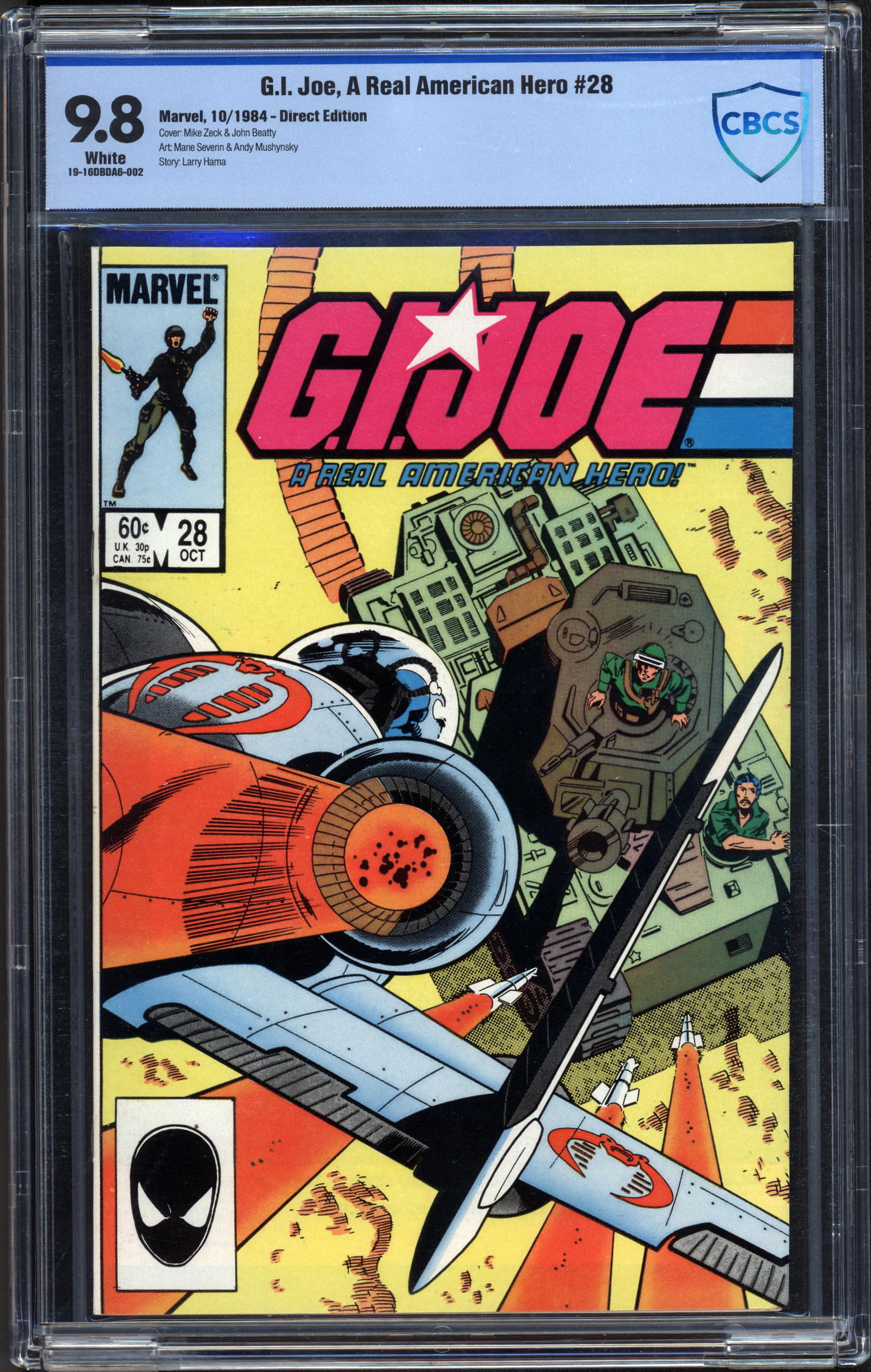 G.I. JOE, A REAL AMERICAN HERO #28 OCTOBER 1984 CGC 9.8 NM/MINT. Rare collectible with strong (1 of 1)