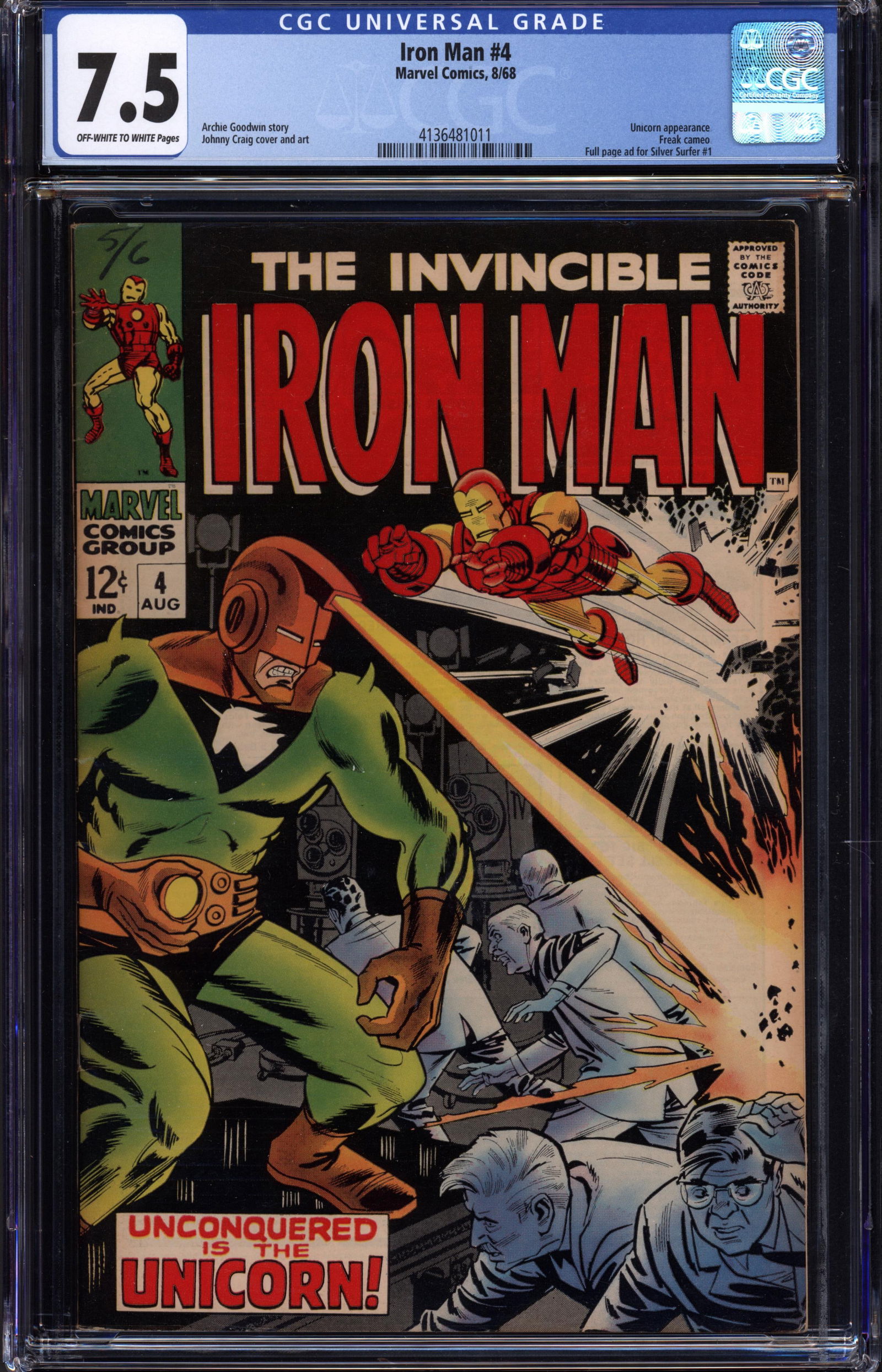 Iron Man #4 CGC 7.5 ow/w Rare collectible with strong visual appeal and excellent display quality. (1 of 1)