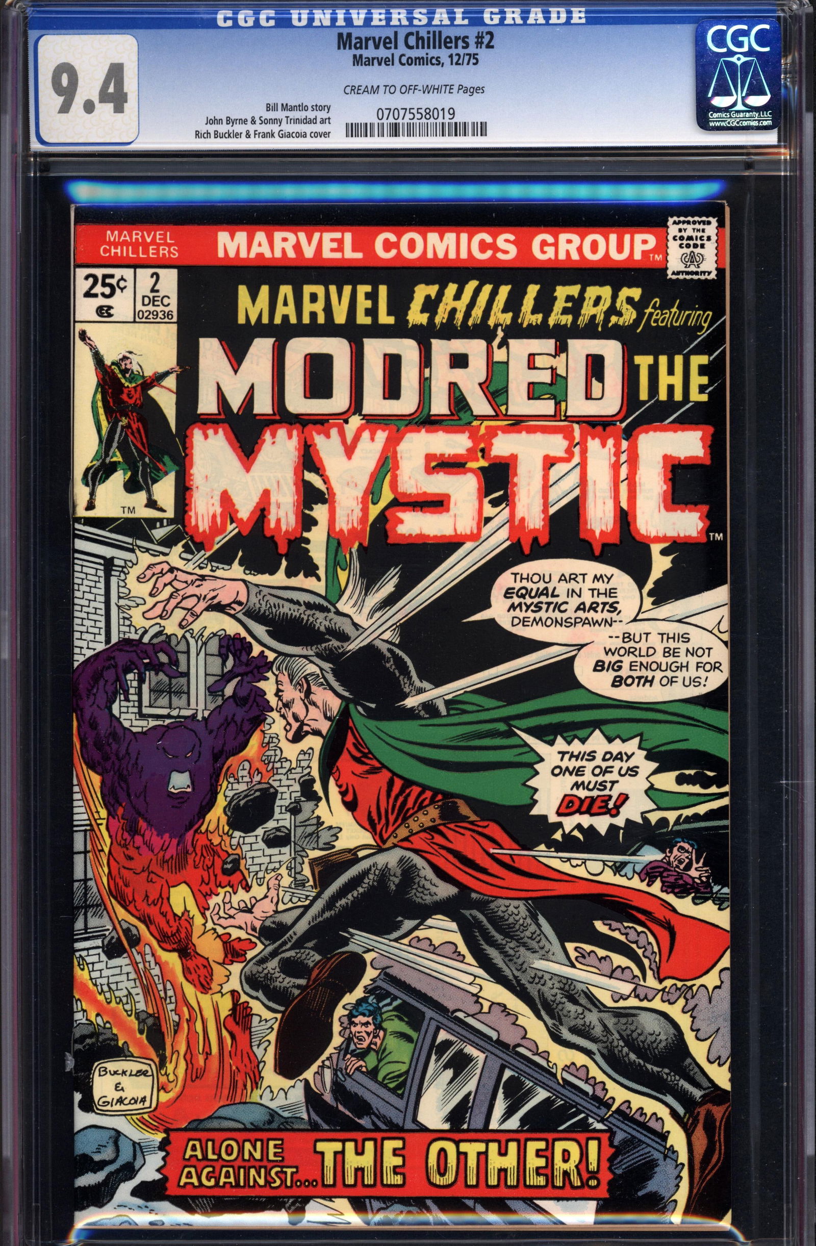 Marvel Chillers #2 CGC 9.4 cr/ow Rare collectible with strong visual appeal and excellent display (1 of 1)