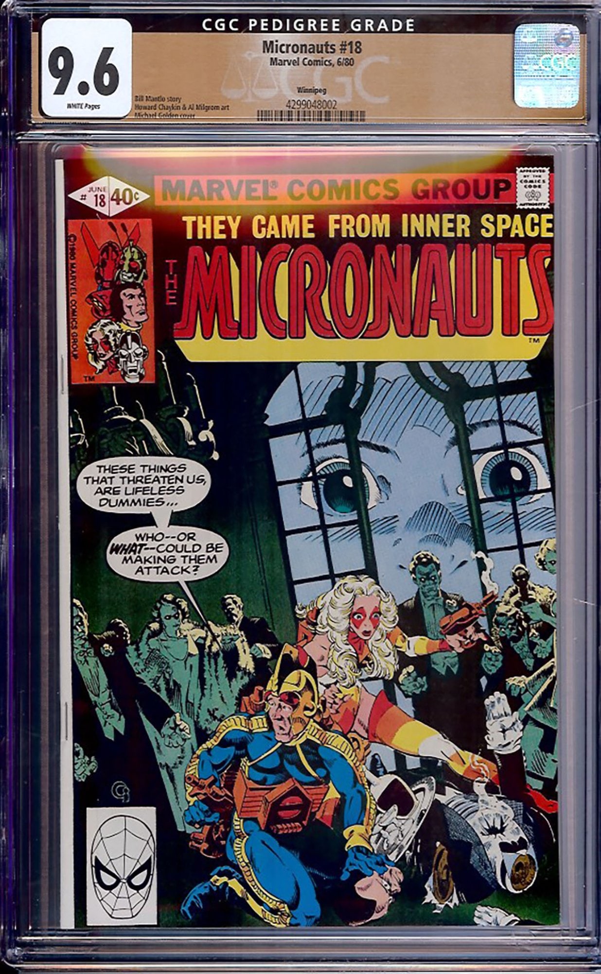 Micronauts #18 (Marvel Comics, June 1980). CGC 9.4 – White Pages – Second Highest Graded (1 of 1)