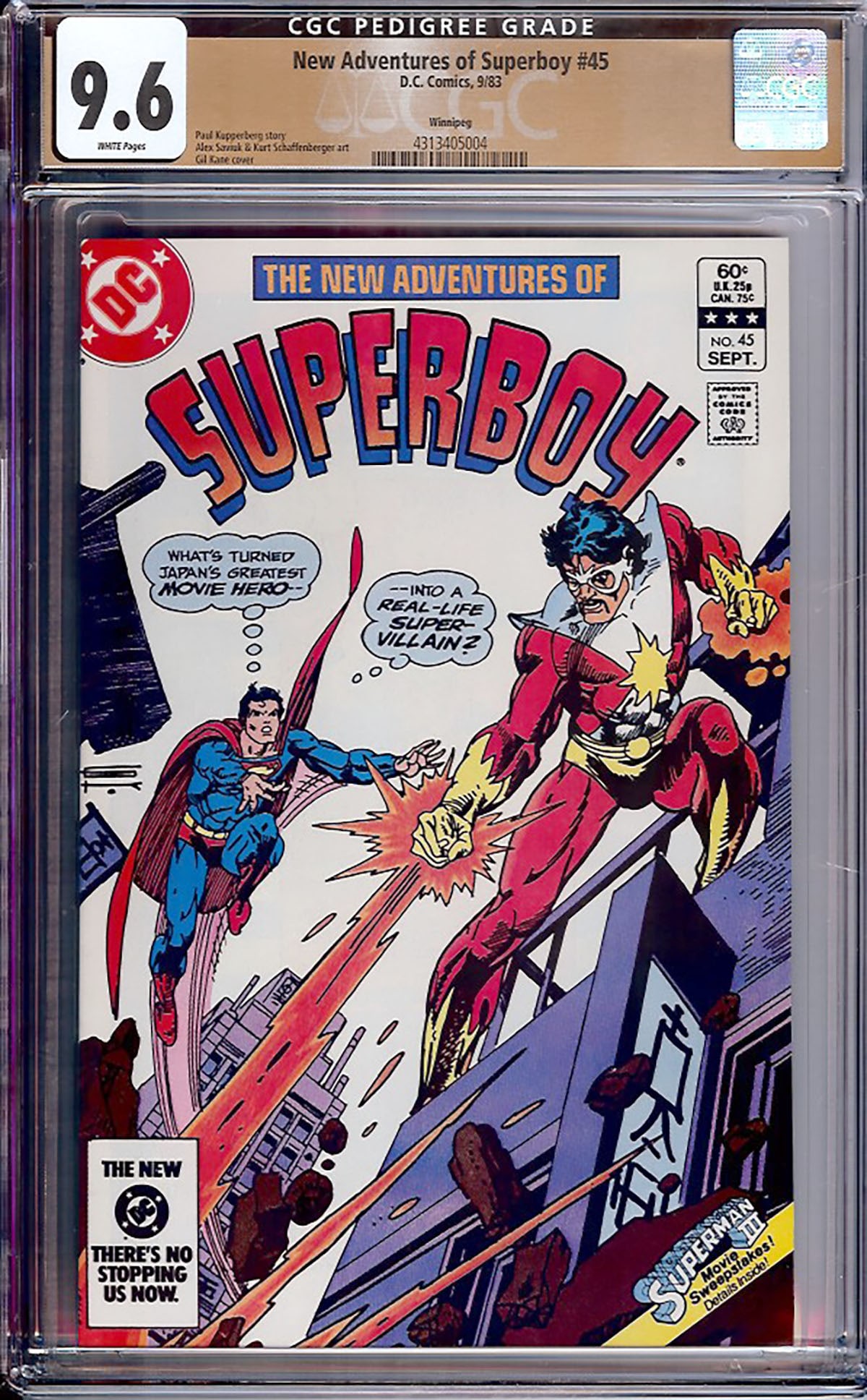 The New Adventures of Superboy #45 (DC Comics, September 1983). CGC 9.6 – White Pages – (1 of 1)