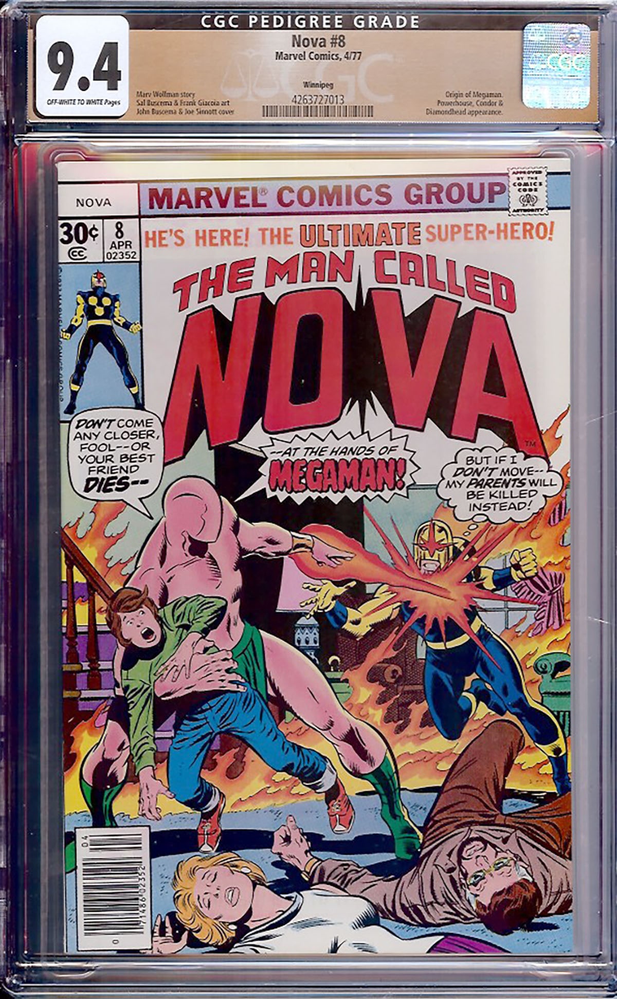 Nova #8 CGC 9.4 w Winnipeg Rare collectible with strong visual appeal and excellent display (1 of 1)