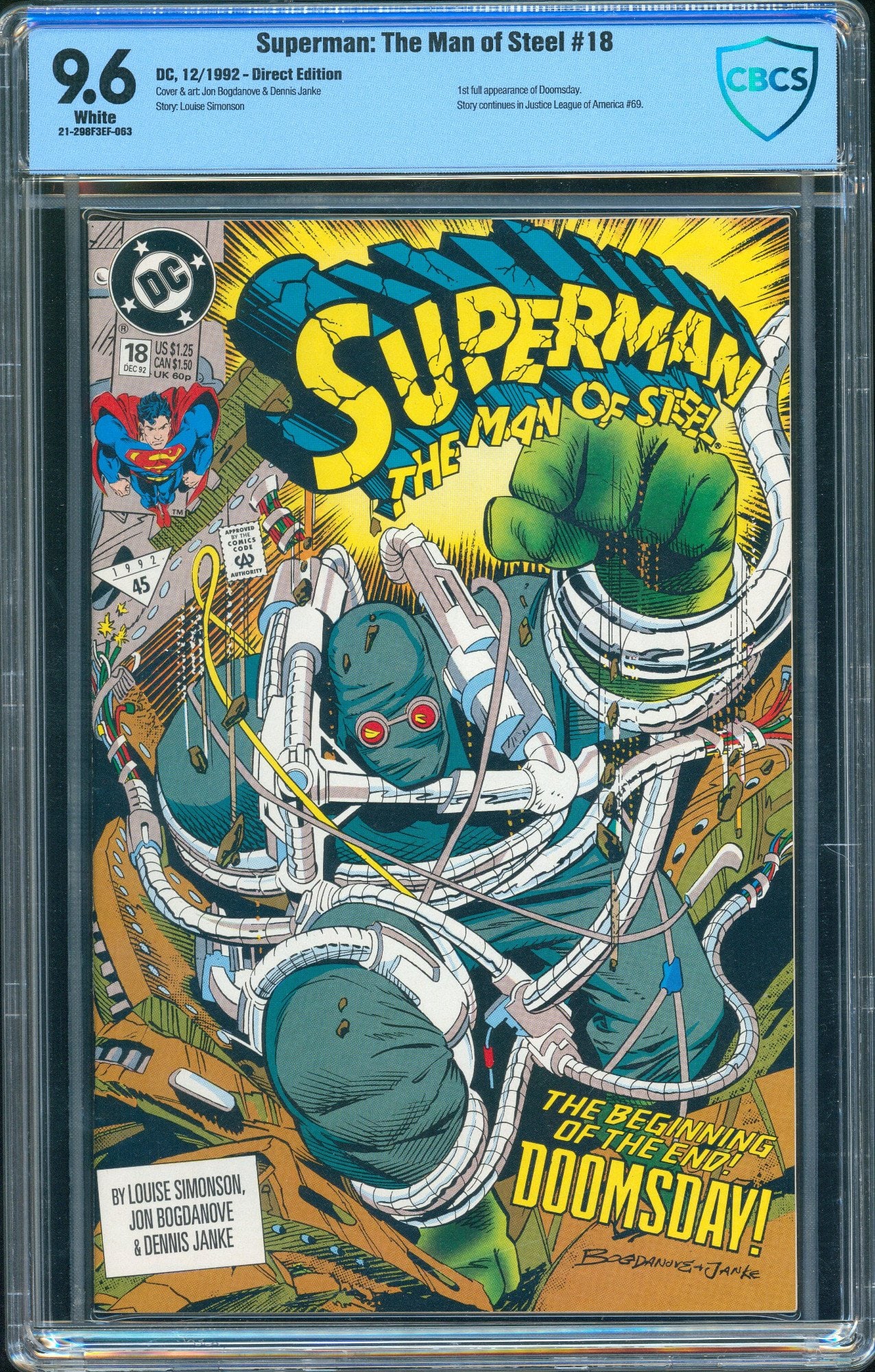Superman: The Man of Steel #18 (DC) CBCS 9.6 A sharp, high-grade CBCS 9.6 (Near Mint+) example (1 of 1)
