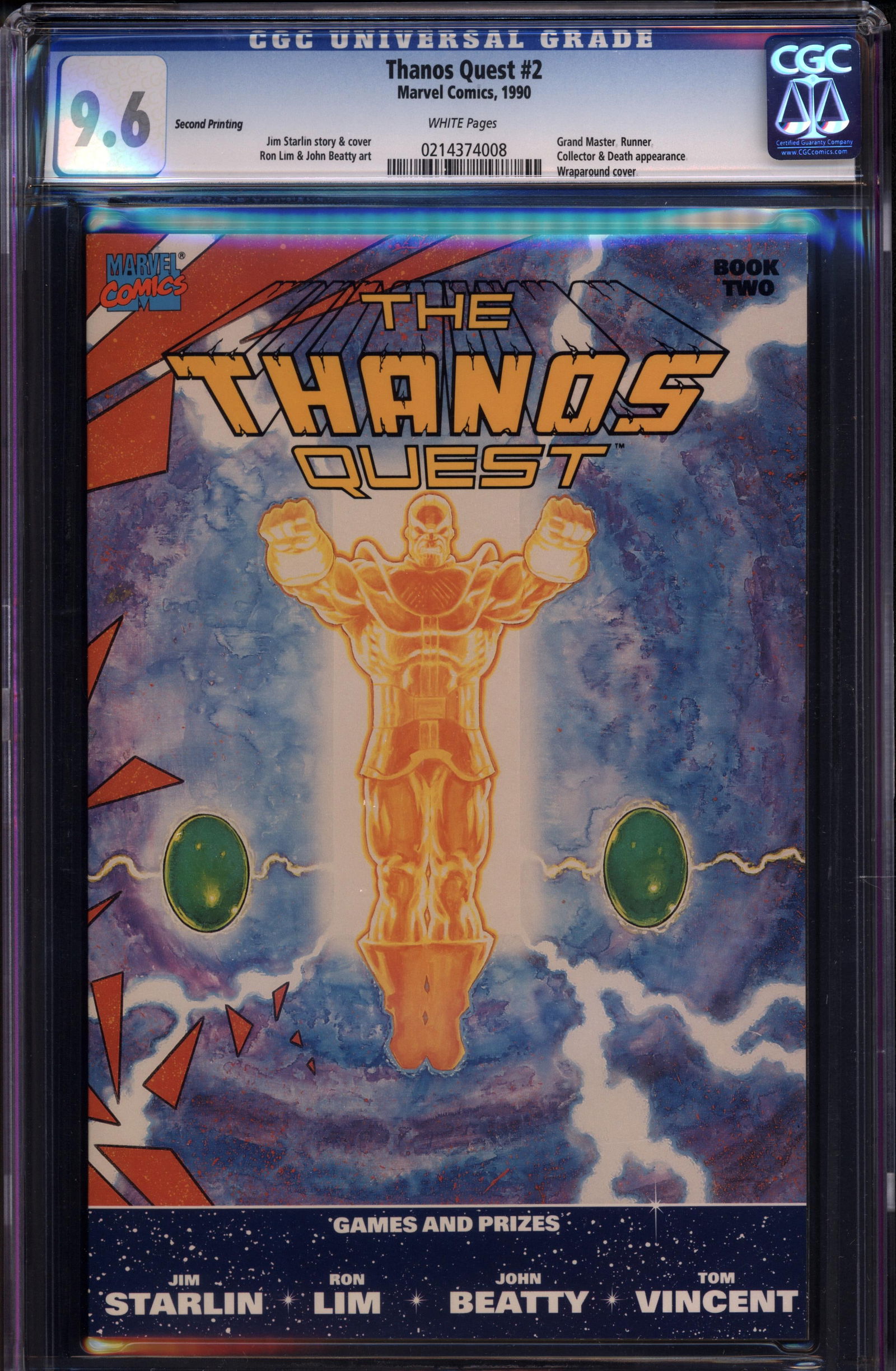 Thanos Quest #2 CGC 9.6 w 2nd Printing Rare collectible with strong visual appeal and excellent (1 of 1)