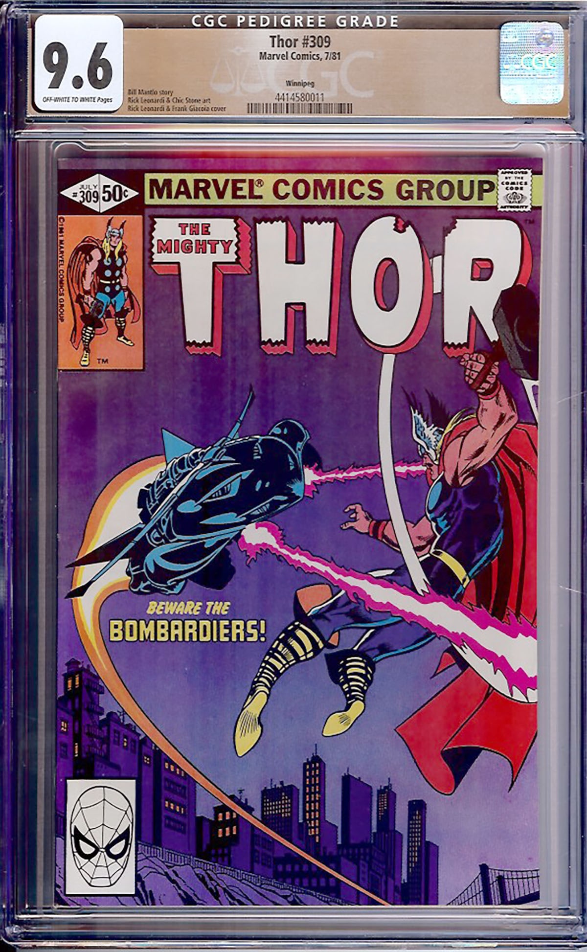 Thor #309 CGC 9.6 ow/w Winnipeg Rare collectible with strong visual appeal and excellent display (1 of 1)