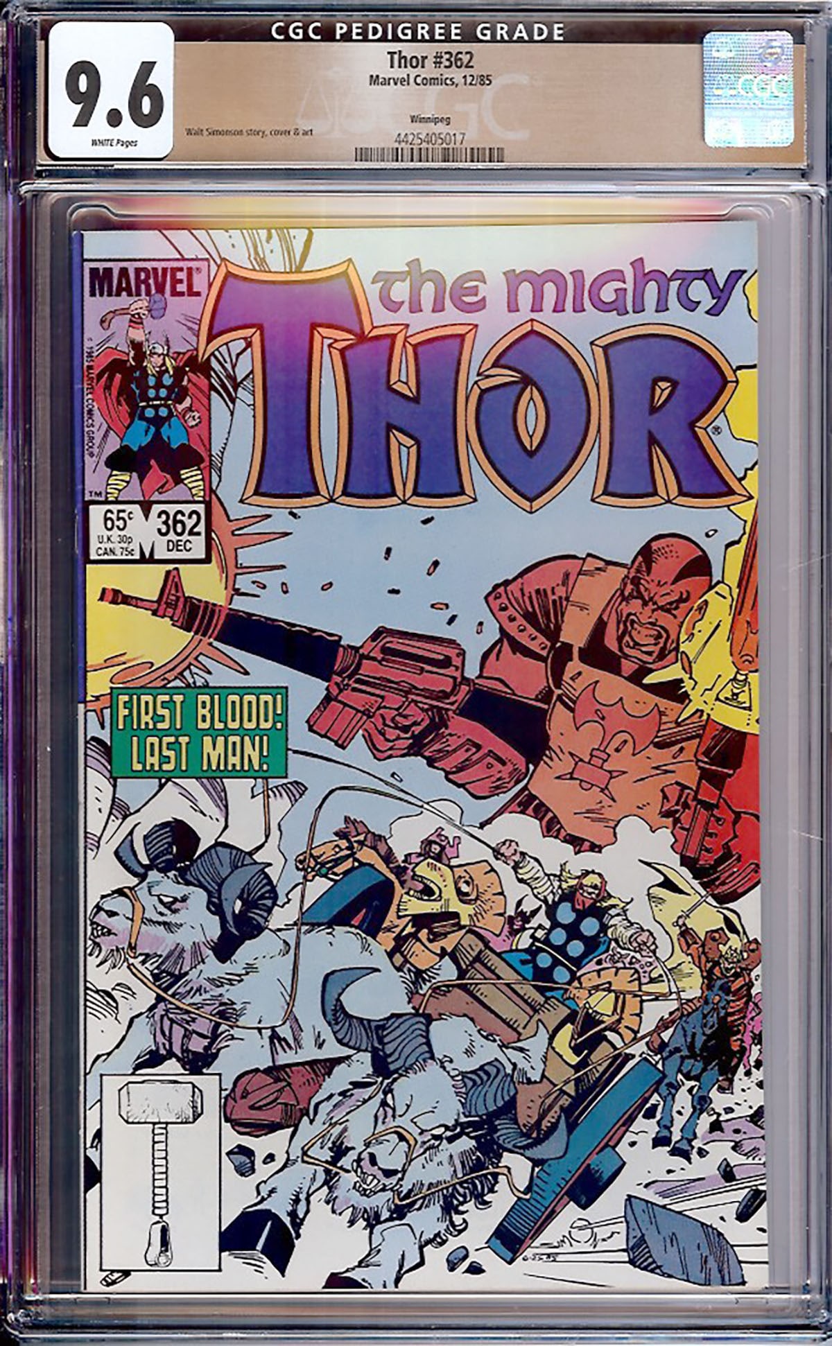 Thor #362 CGC 9.6 w Winnipeg Rare collectible with strong visual appeal and excellent display (1 of 1)
