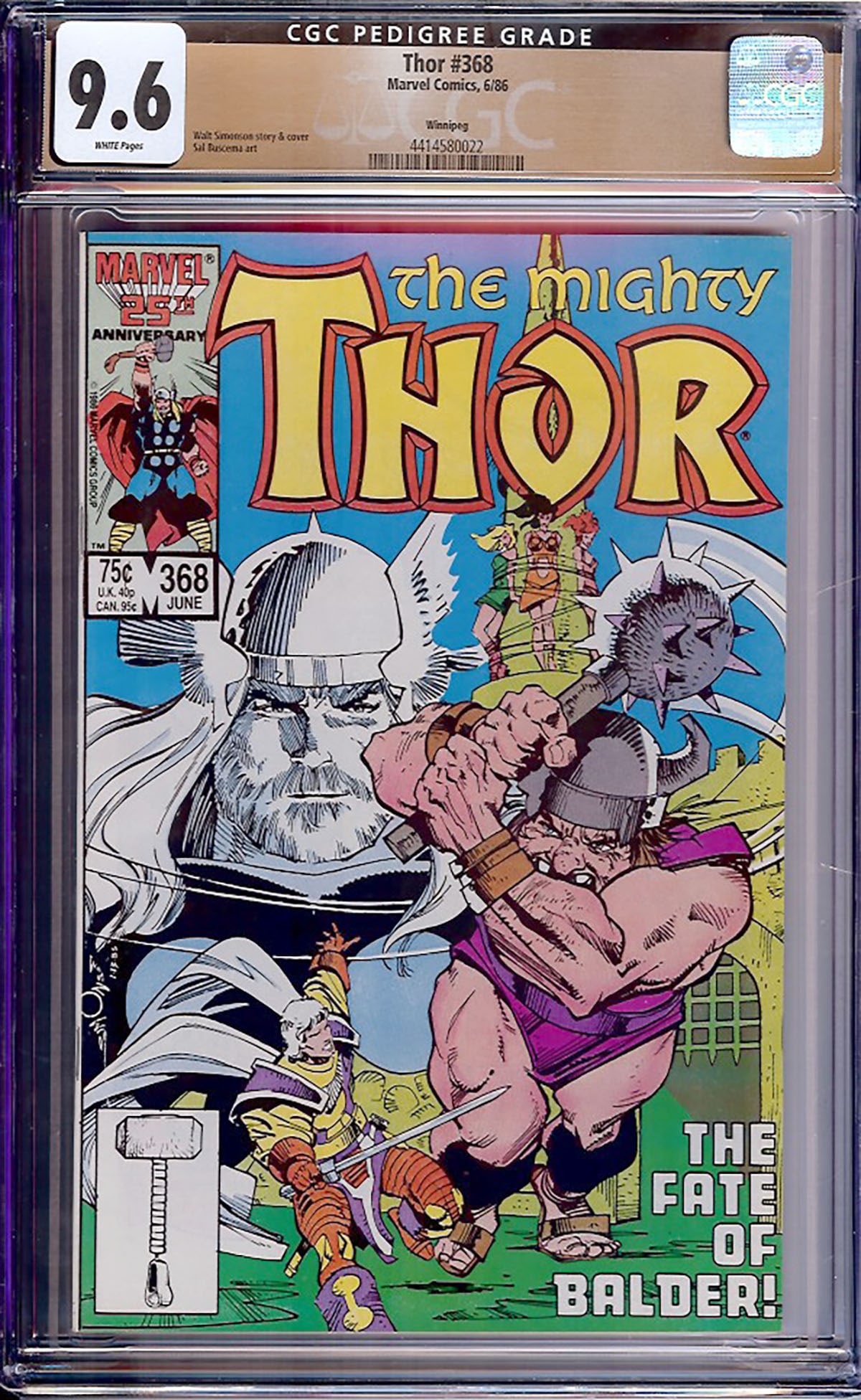 Thor #368 CGC 9.6 w Winnipeg Rare collectible with strong visual appeal and excellent display (1 of 1)