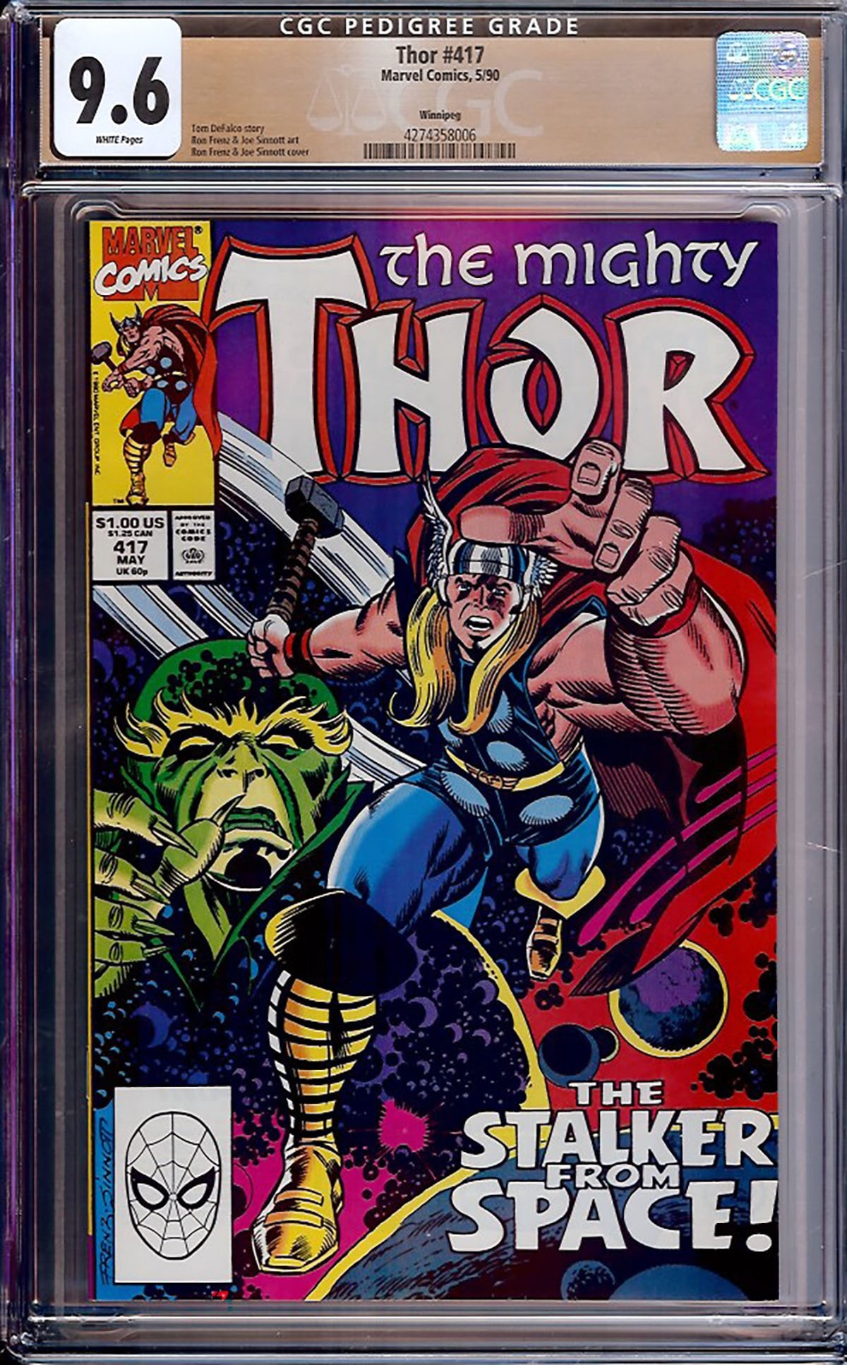 Thor #417 (Marvel, 1990) CGC 9.6 Rare collectible with strong visual appeal and excellent display (1 of 1)