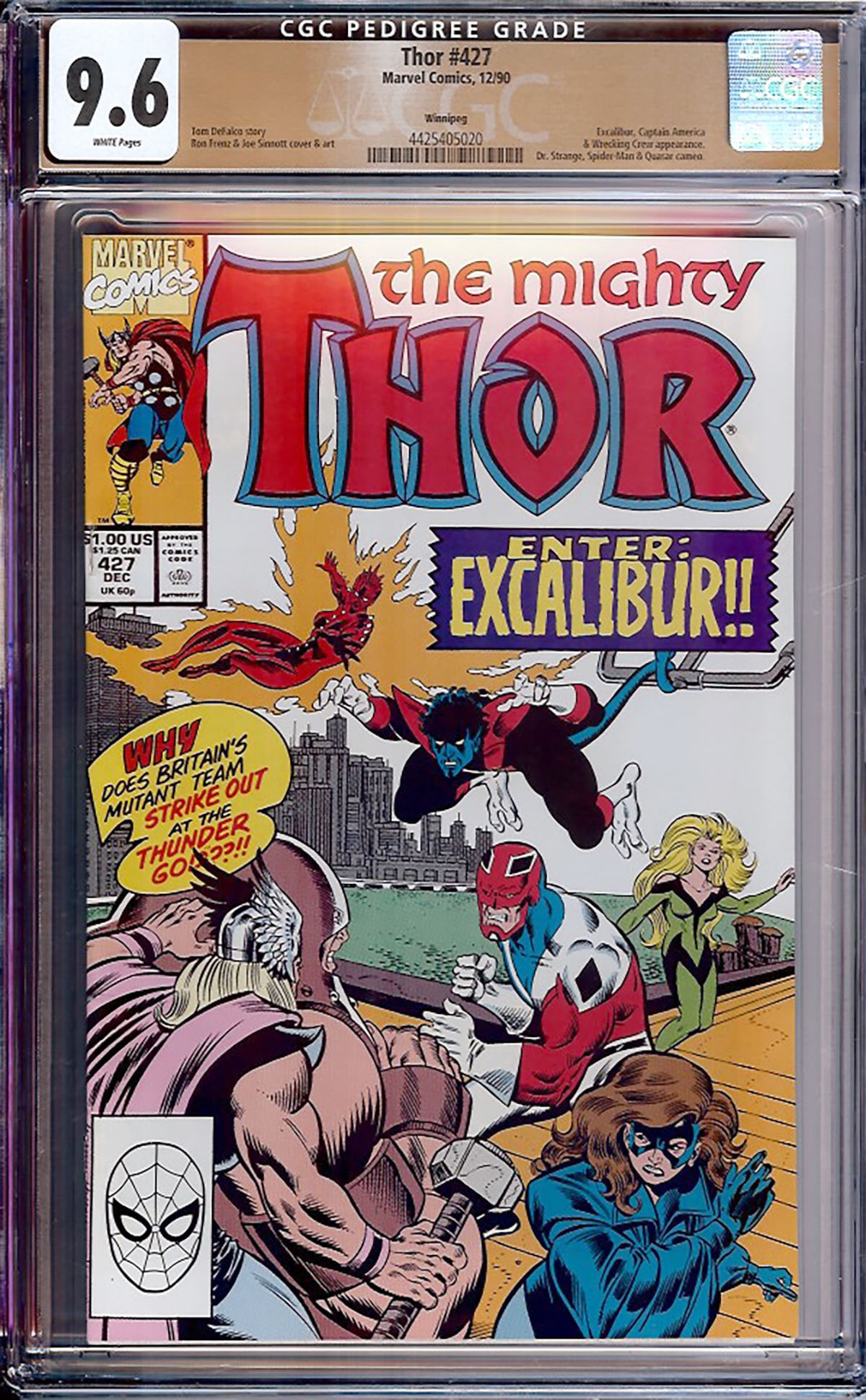 Thor #427 CGC 9.6 w Winnipeg Rare collectible with strong visual appeal and excellent display (1 of 1)