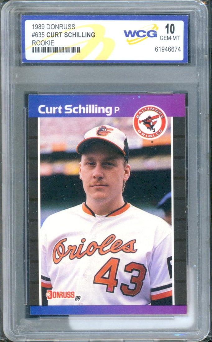 1989 Donruss #635 Curt Schilling Rookie Card Graded WCG 10 GEM MINT . Early-career rookie of (1 of 1)