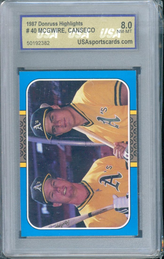 1987 Donruss Highlights Card Number: #40 Players: Mark McGwire & Jose Canseco Team: Oakland (1 of 1)