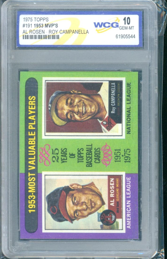 1975 Topps #191 – 1953 MVPs Players: Al Rosen & Roy Campanella Set: 1975 Topps Baseball (25 (1 of 1)
