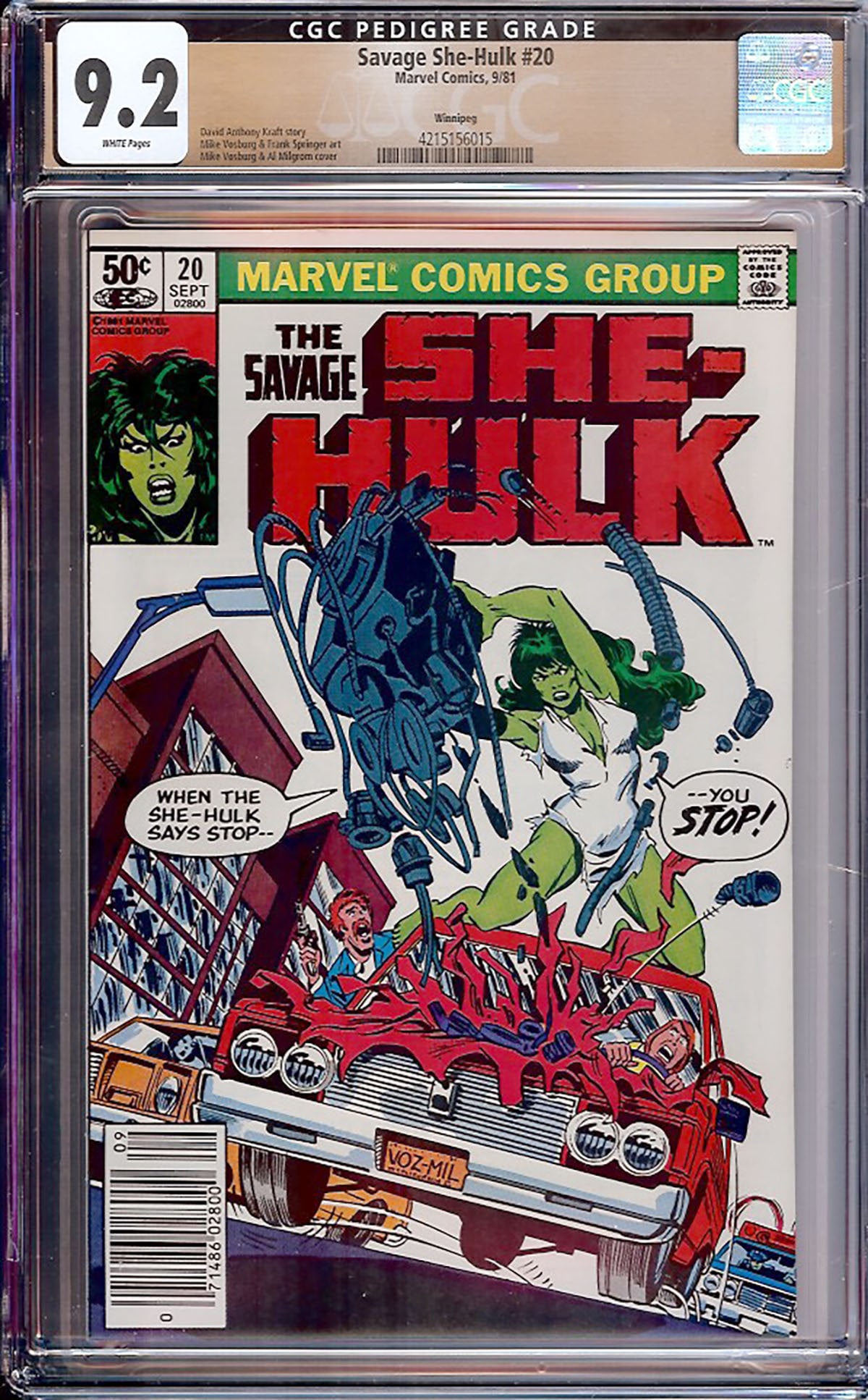 Savage She-Hulk #20 (Marvel, 1980) — CGC 9.2 Certified CGC-graded comic book, professionally (1 of 1)