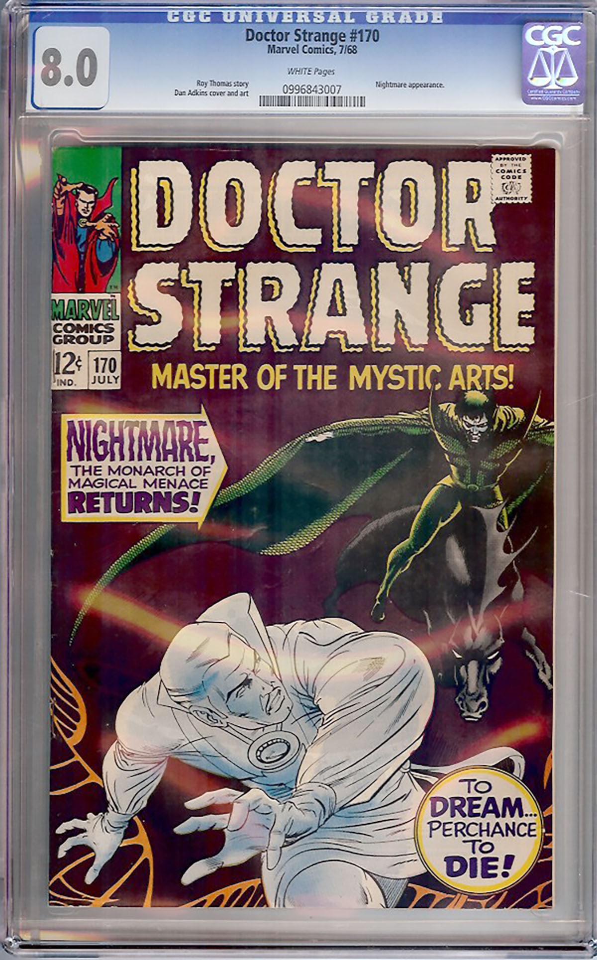 Doctor Strange #170 (Marvel, 1974) — CGC 8.0 Certified CGC-graded comic book, professionally (1 of 1)