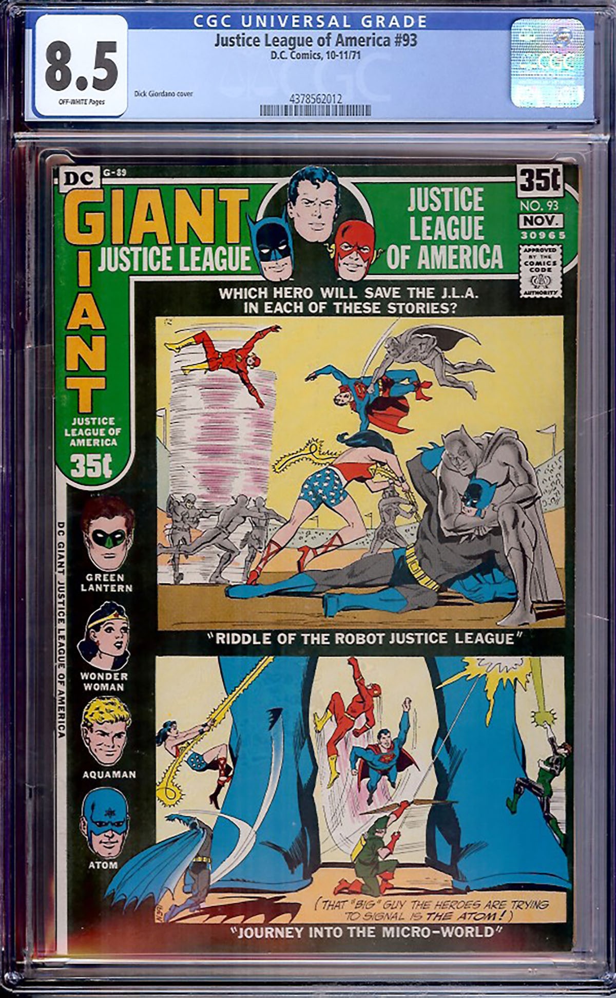 Justice League of America #93 (DC, 1974) — CGC 8.5 Certified CGC-graded comic book, (1 of 1)