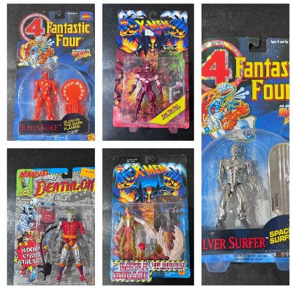 Vintage Marvel Action Figure Lot Mixed lot of vintage Marvel action figures from the 1990s, (1 of 6)