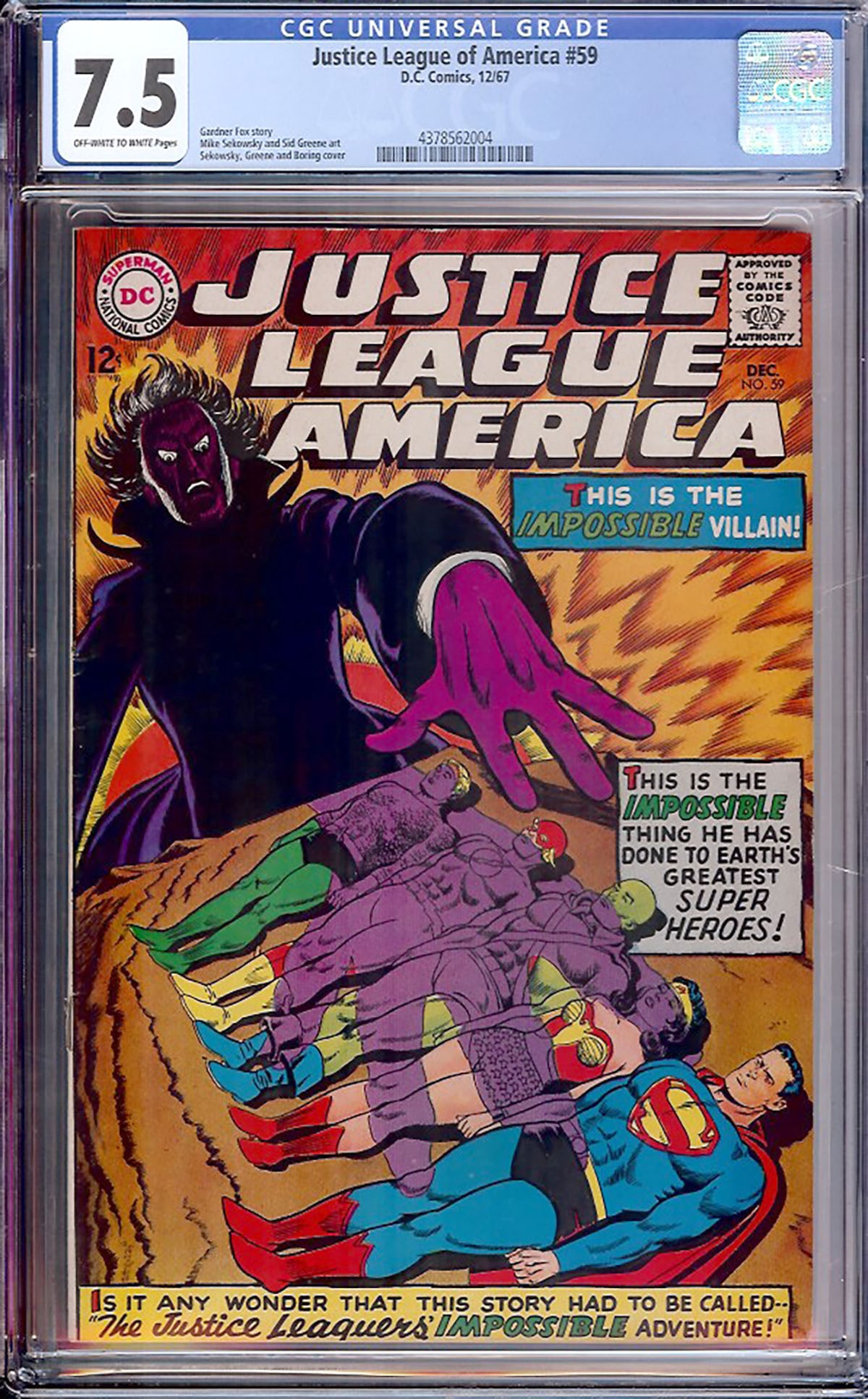 Justice League of America #59 (DC, 1974) CGC 7.5 (1 of 1)