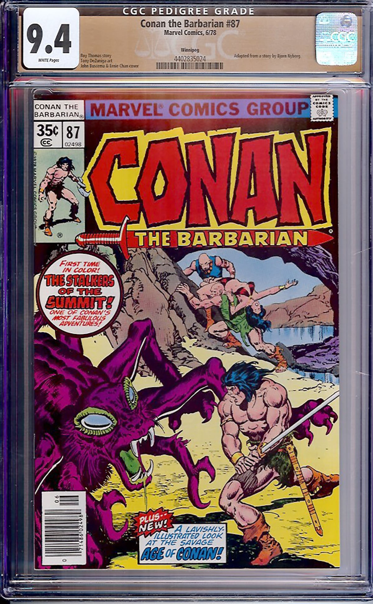 Conan The Barbarian #87 (Marvel, 1980) CGC 9.4 (1 of 1)