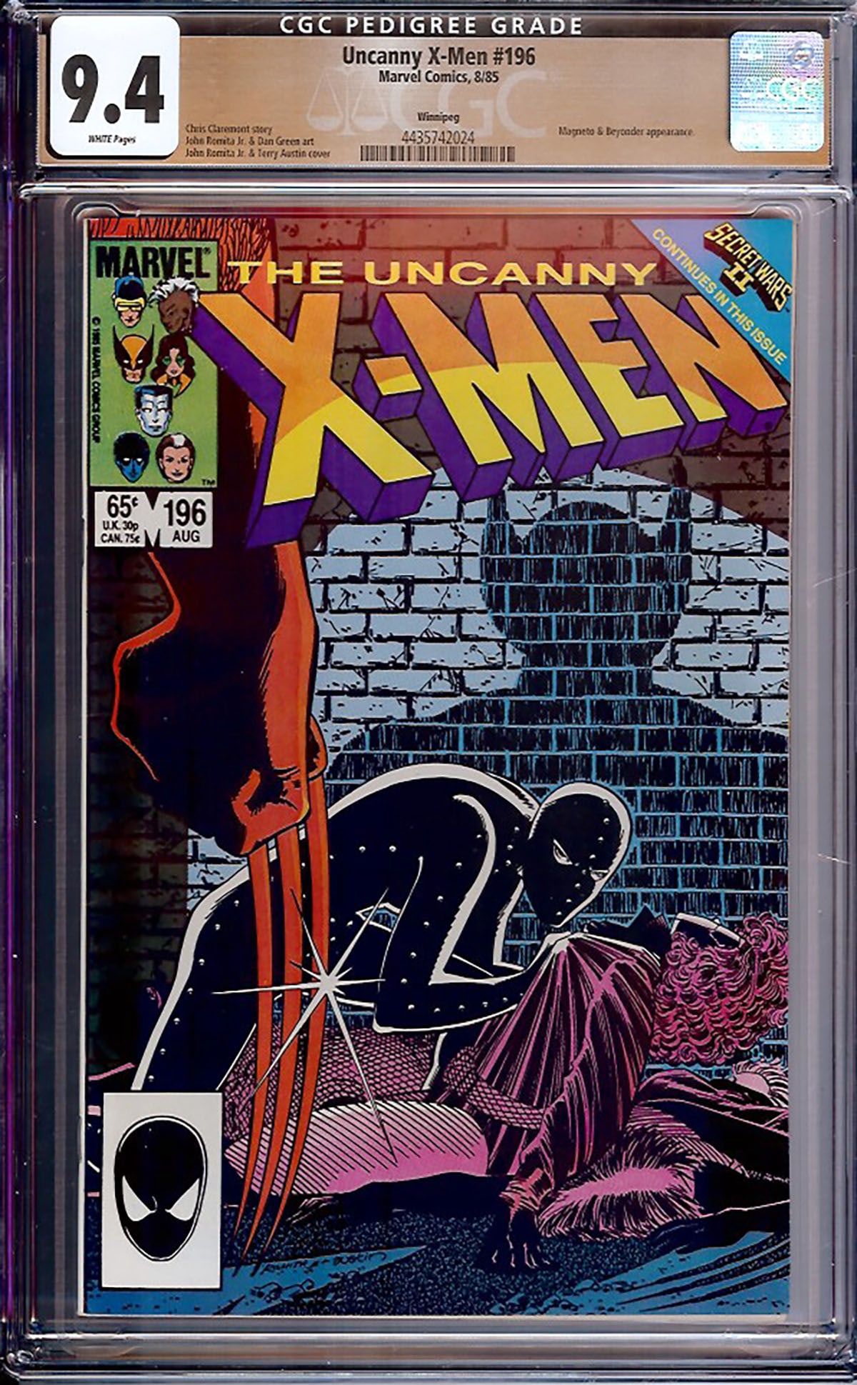 Uncanny X-Men #196 (Marvel, 1985) CGC 9.4 (1 of 1)