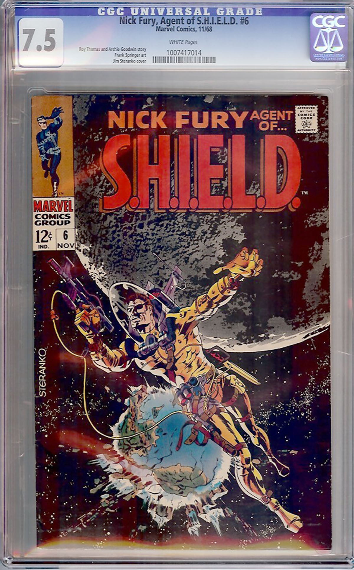 Nick Fury, Agent of SHIELD #6 (Marvel, 1969) CGC 7.5 (1 of 1)
