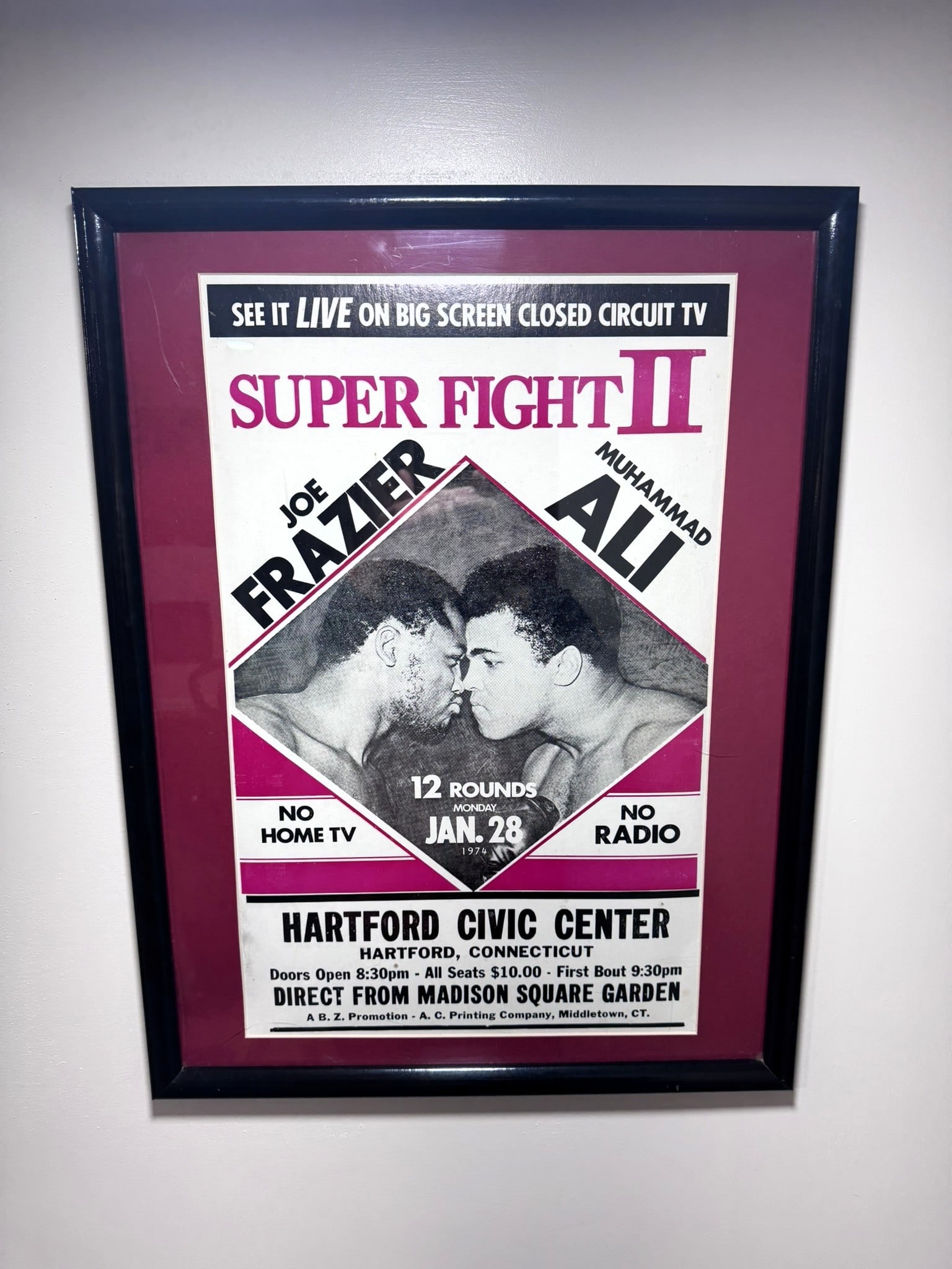 Muhammad Ali vs. Joe Frazier II – Closed Circuit Boxing Poster (1974) (1 of 1)