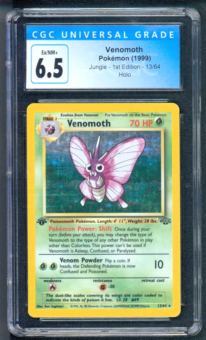 1999 Pokémon Jungle 1st Edition #13 Holo Venomoth CGC 6.5 EX/NM+ (1 of 1)