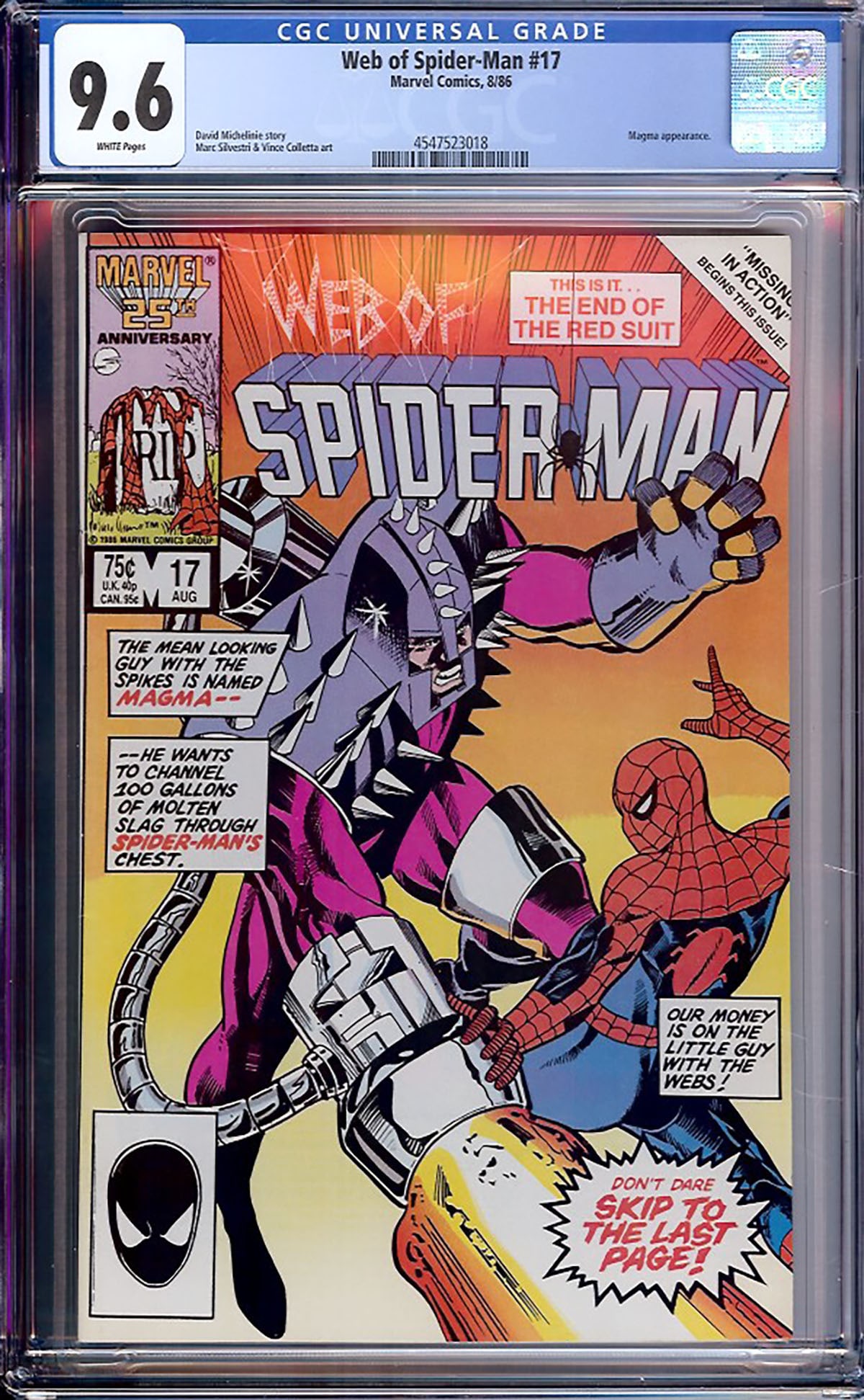 Web of Spider-Man #17 (1986, Marvel) CGC 9.6 (1 of 1)
